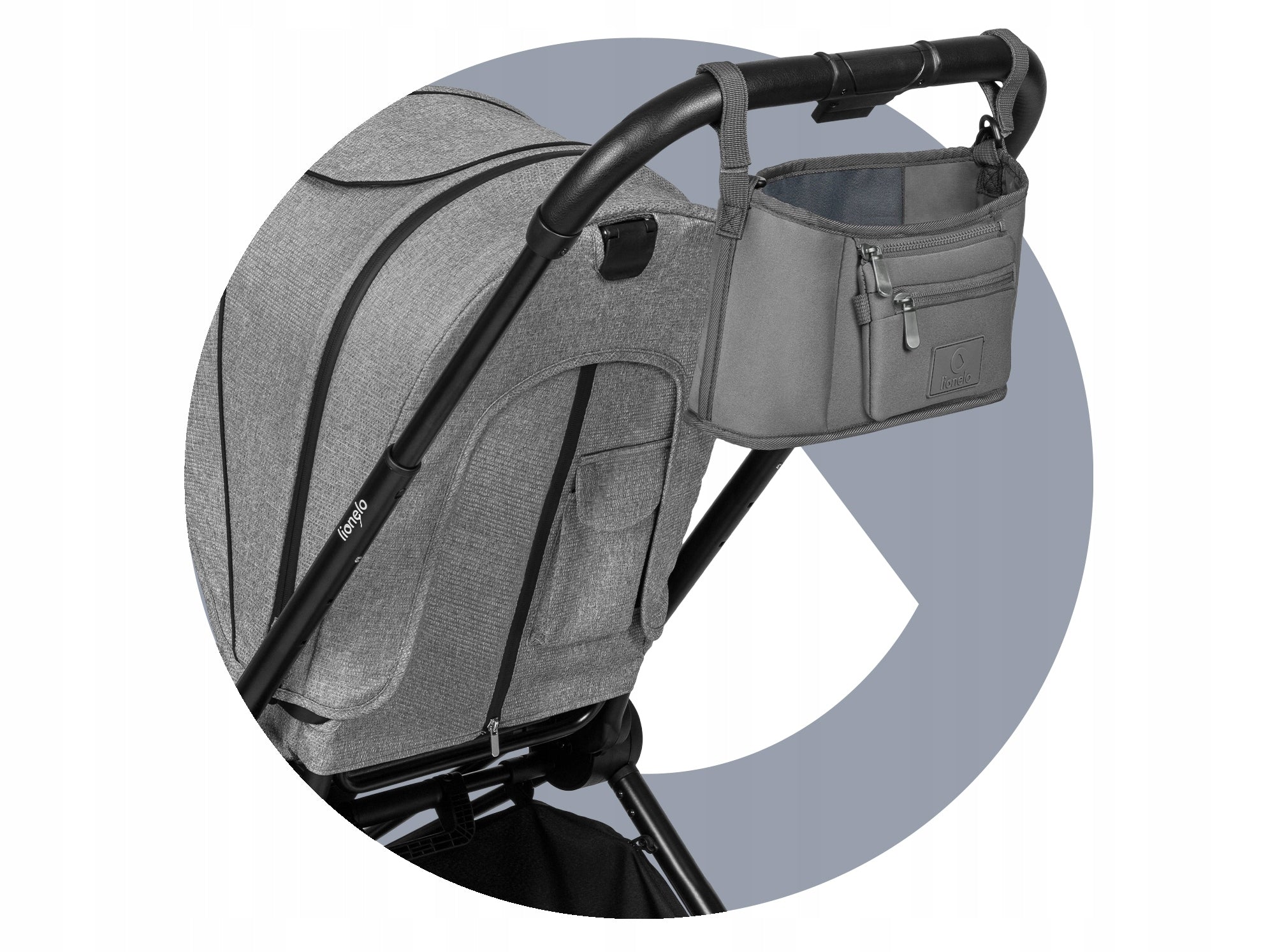 Lionelo Little Cube Grey Stone Stroller Organizer Height 18 cm