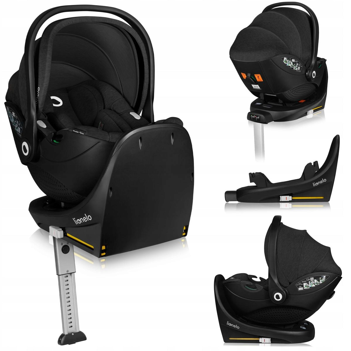 Lionelo Moxie I-Size Black Carbon Seat with ISOFIX SWIVEL Base