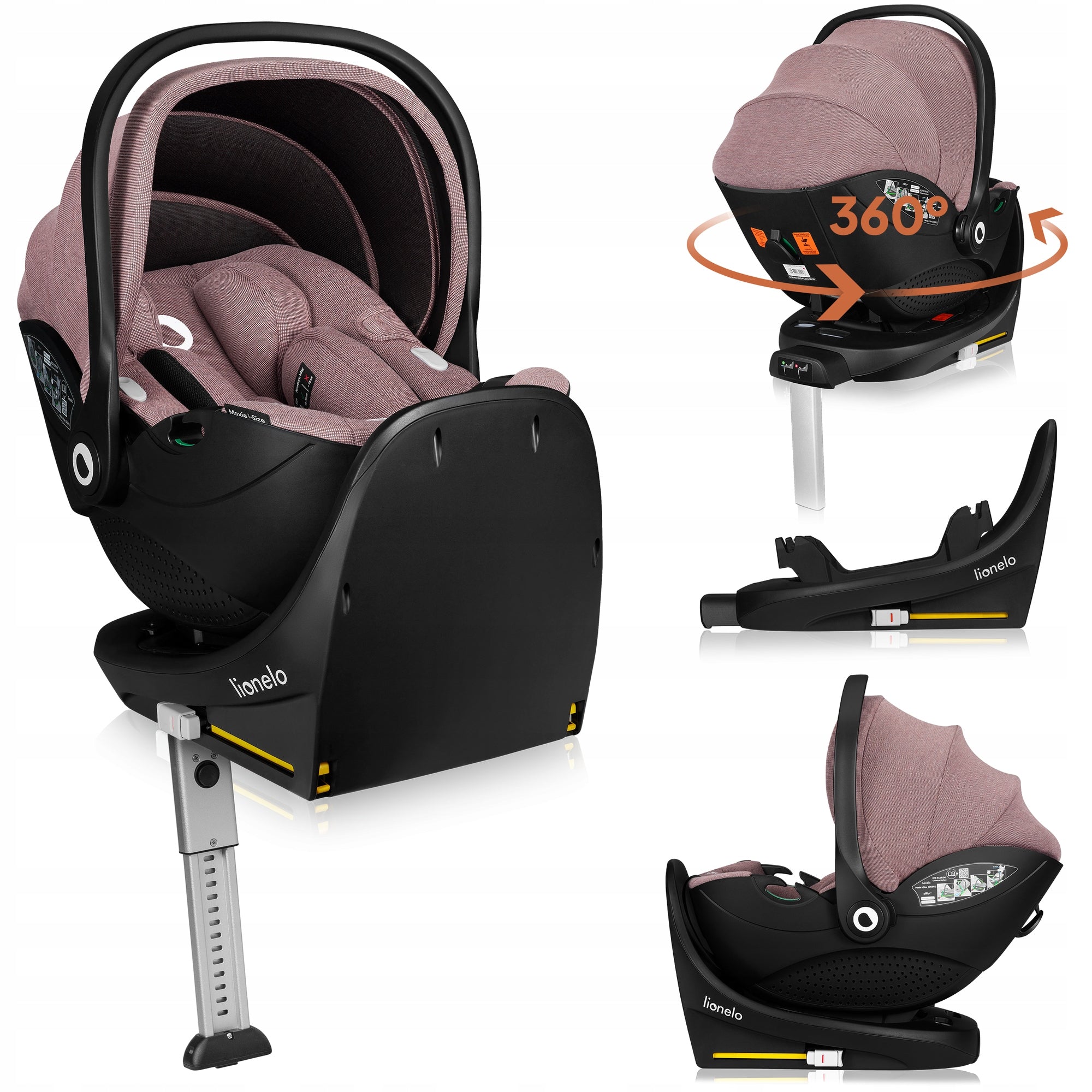 Lionelo Moxie I-Size Pink Mauve with ISOFIX SWIVEL BASE