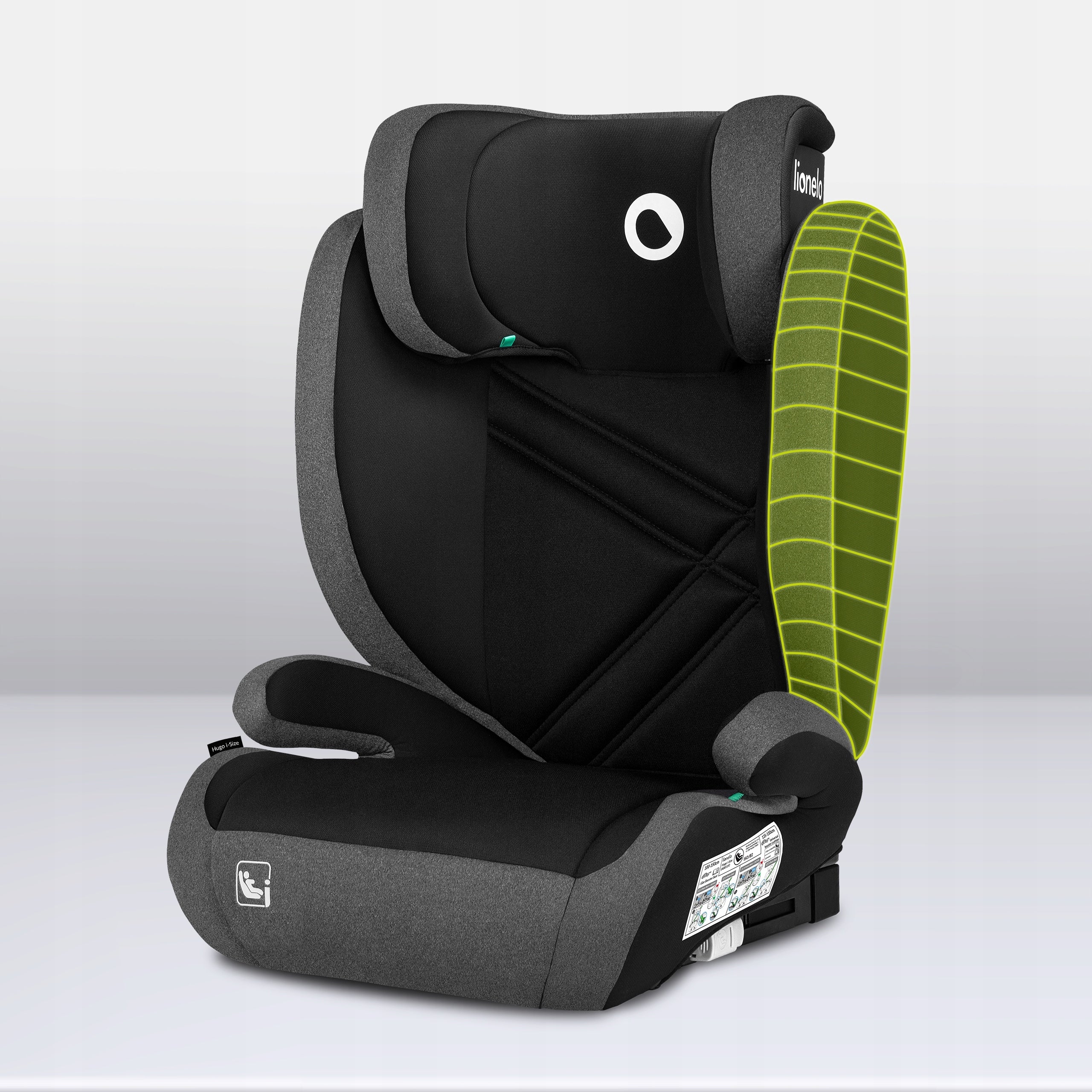 Lionelo car seat Hugo I-Size Black Grey up to 150cm Brand Lionelo