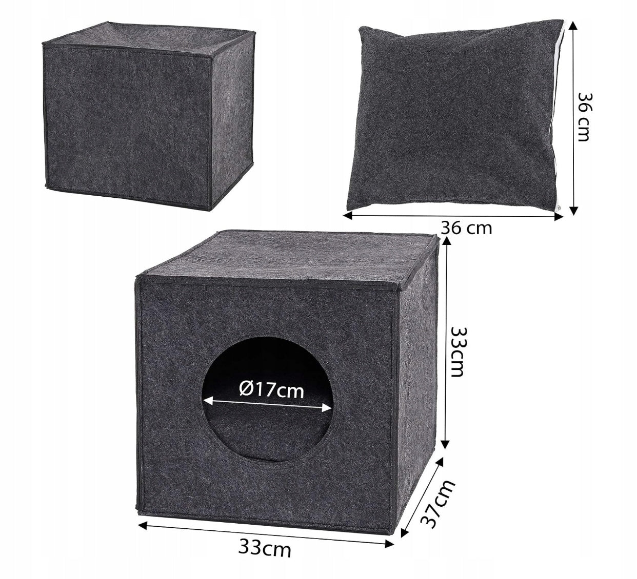 Lionto Cat booth shades of gray square 37 cm x 33 cm x 33 cm Brand no brand