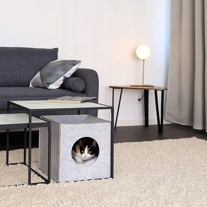 Lionto Cat booth shades of gray square 37 cm x 33 cm x 33 cm Color gray