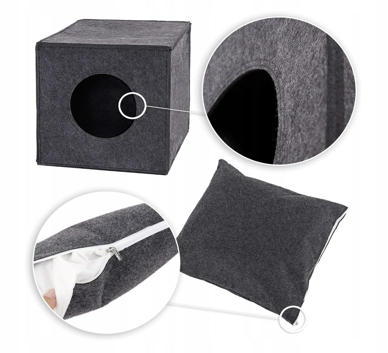 Lionto Cat booth shades of gray square 37 cm x 33 cm x 33 cm Kind outdoor cat house