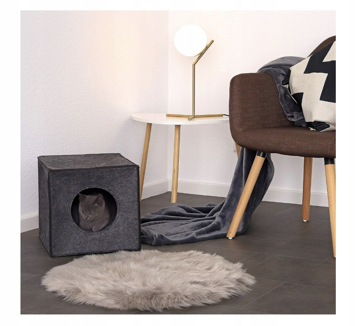 Lionto Cat booth shades of gray square 37 cm x 33 cm x 33 cm Product width 33 cm