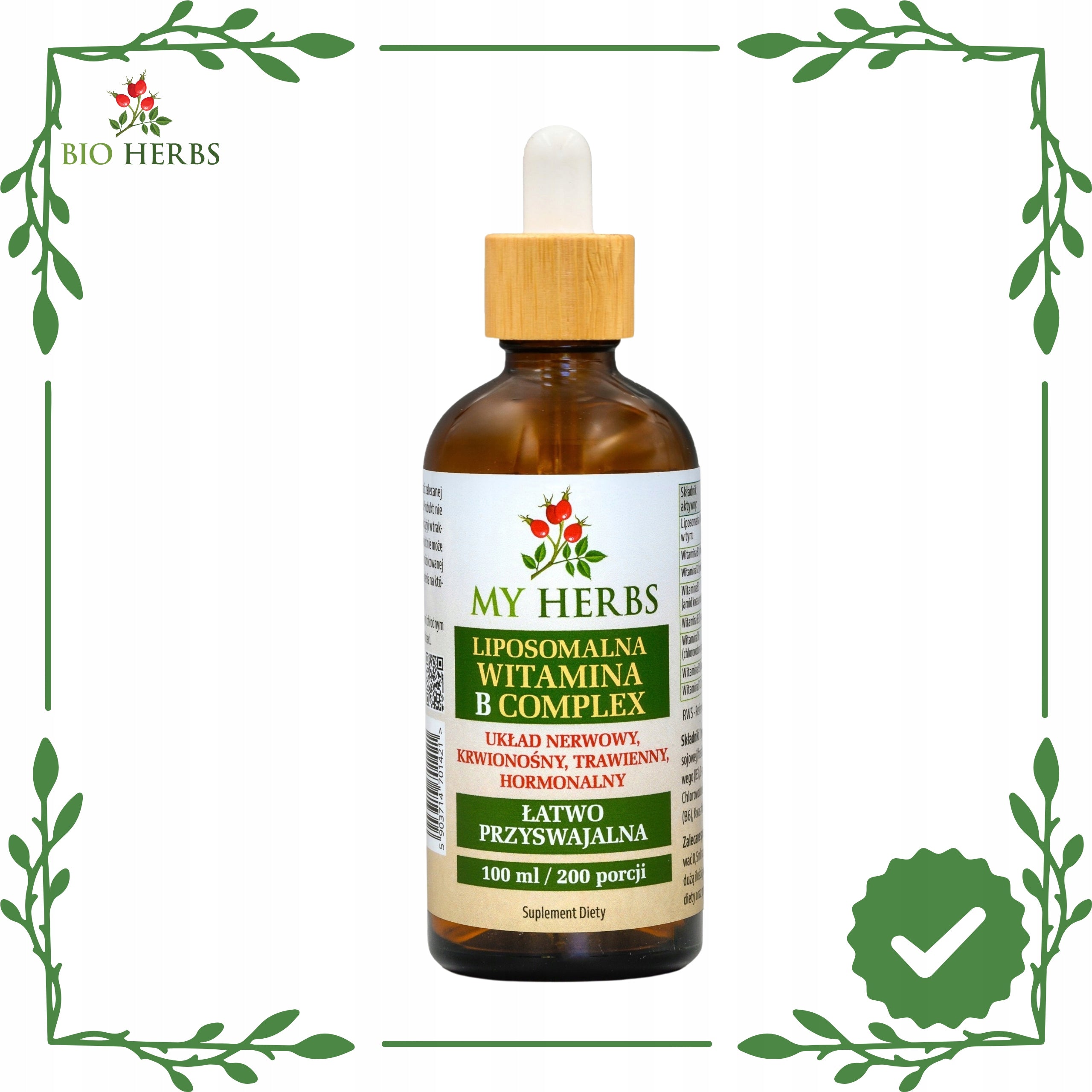 Liposomal vit b complex b1 b2 b3 b5 b6 b9 b12 excellent absorption 100ml Packaging status original