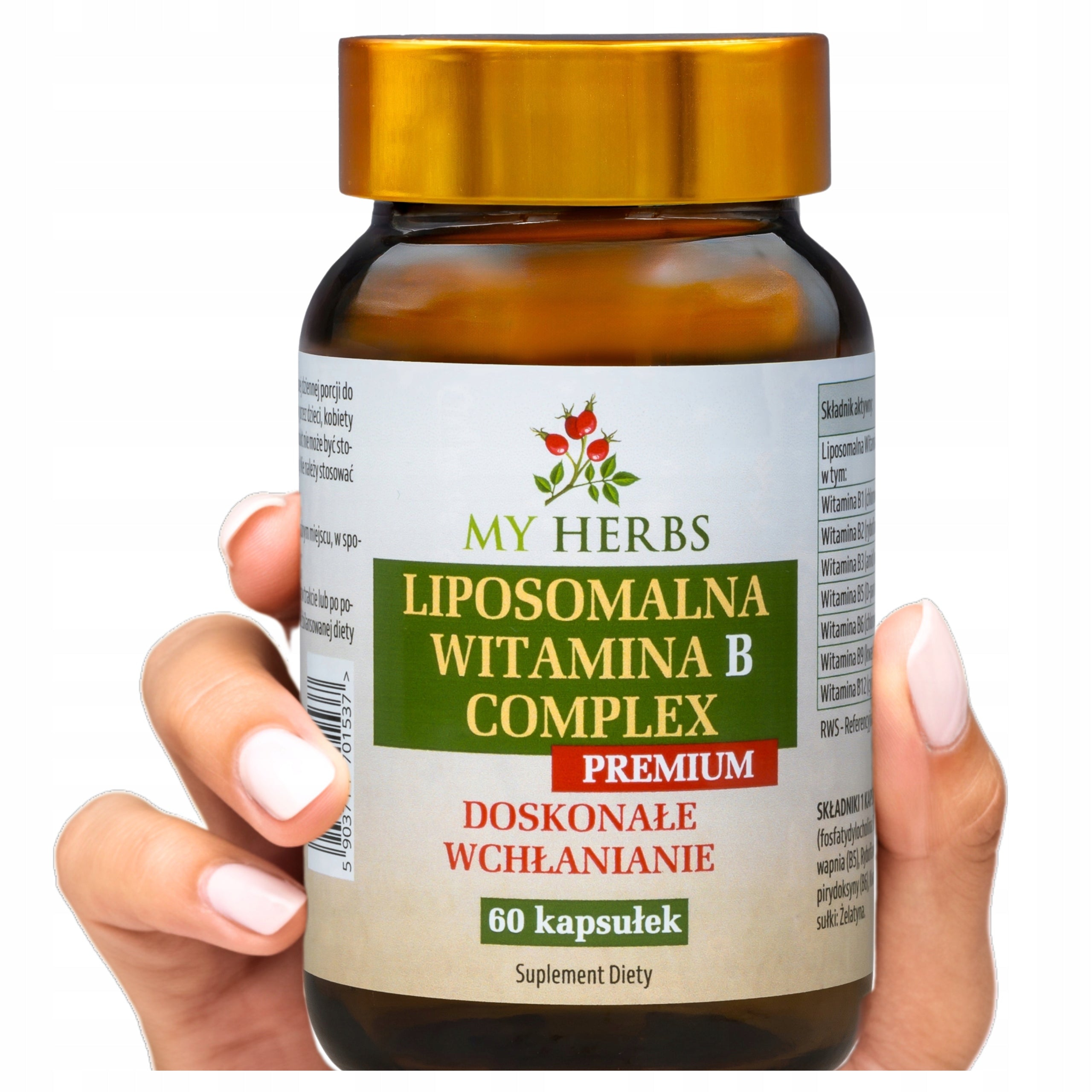Liposomal vitamin b complex b1 b2 b3 b5 b6 b9 folic acid b12 60pcs