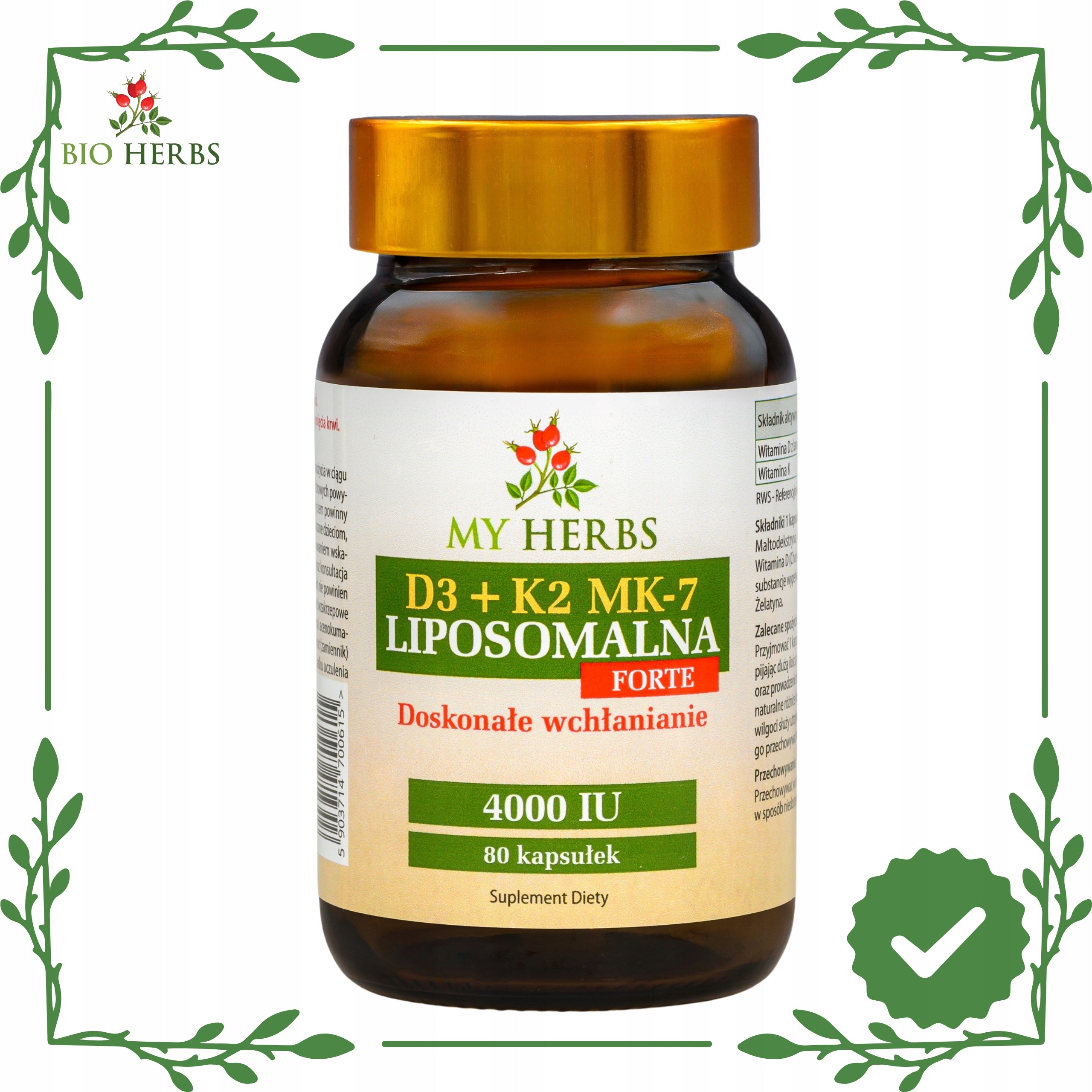 Liposomal vitamin d3+k2 mk-7 4000iu 80pcs bone resistance teeth Packaging status original