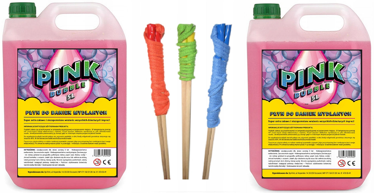 Liquid for Soap Bubbles Large and Small 10 liters + 3 DIFFERENT POLES SET Packaging status original