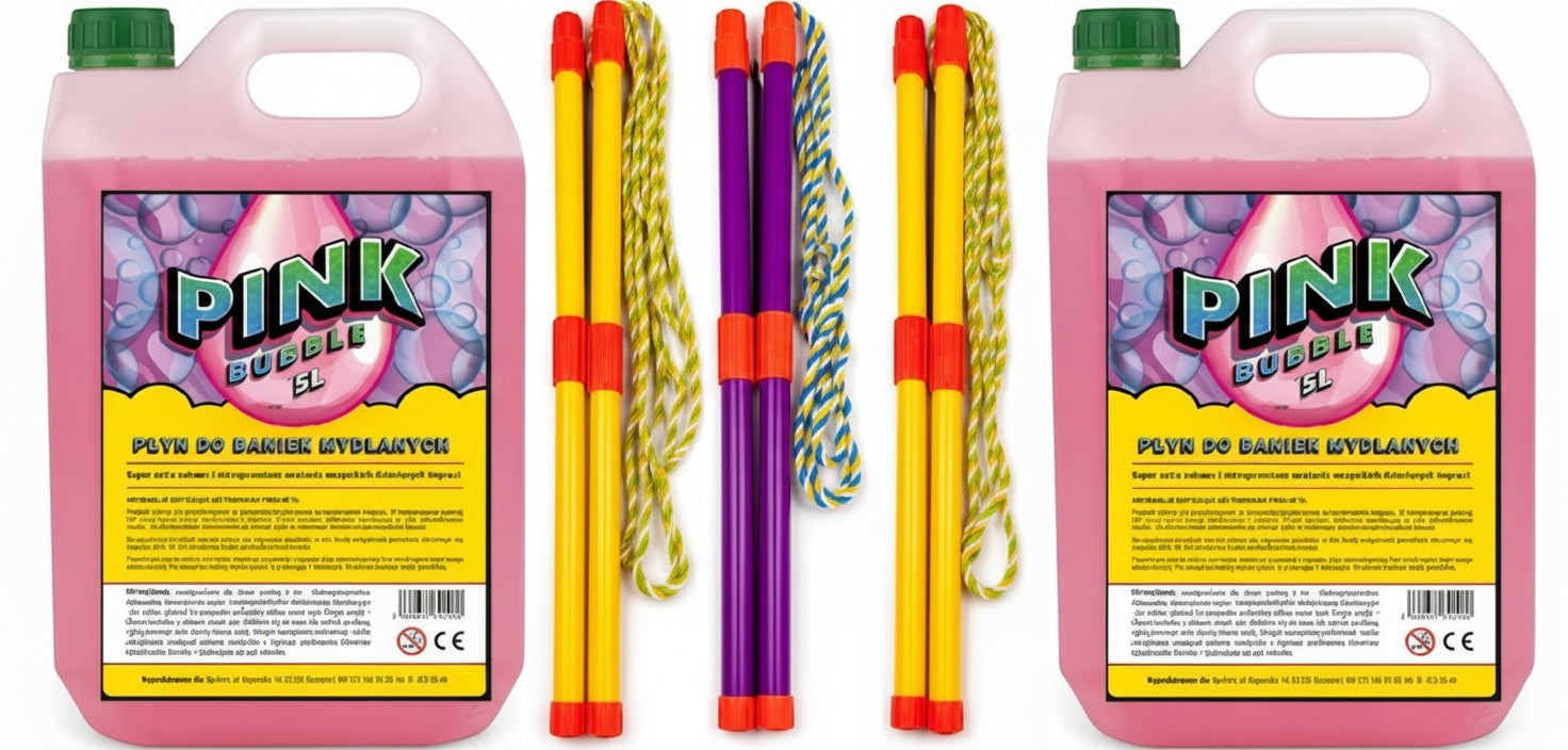 Liquid for Soap Bubbles Large and Small 10 liters + 3 DIFFERENT POLES SET