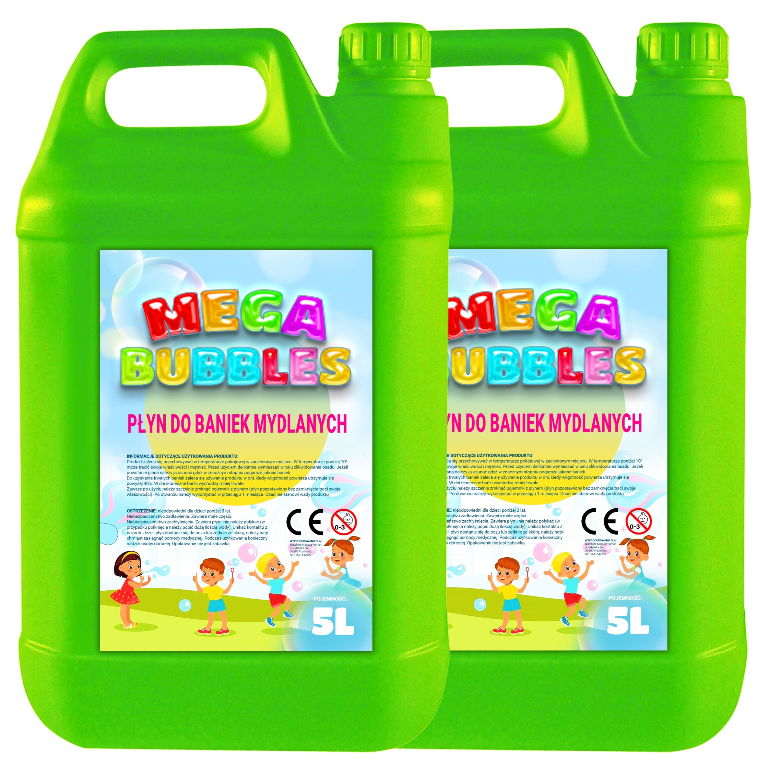 Liquid for Soap Bubbles Large and Small 10 liters MEGA BUBBLES 2 x 5l