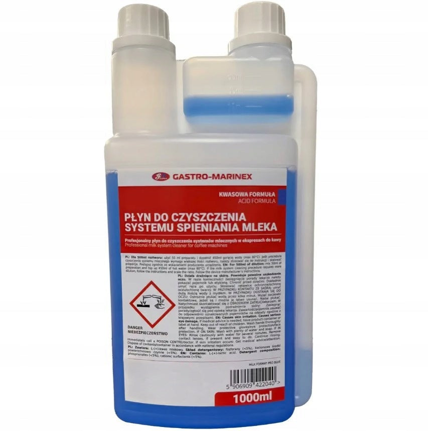 Liquid for cleaning milk frothing system BLUE blue