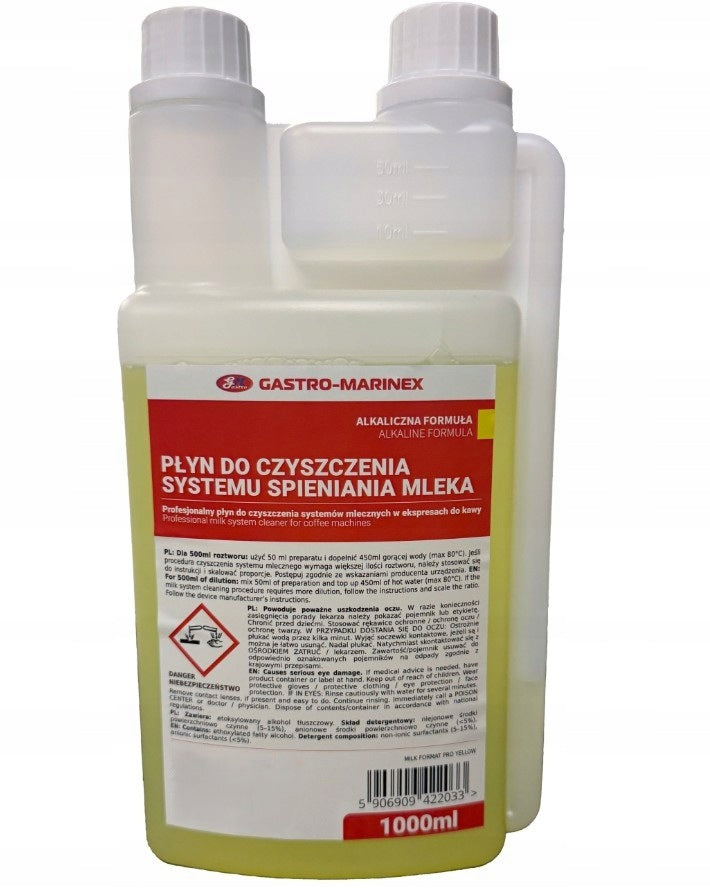 Liquid for cleaning milk frothing system YELLOW