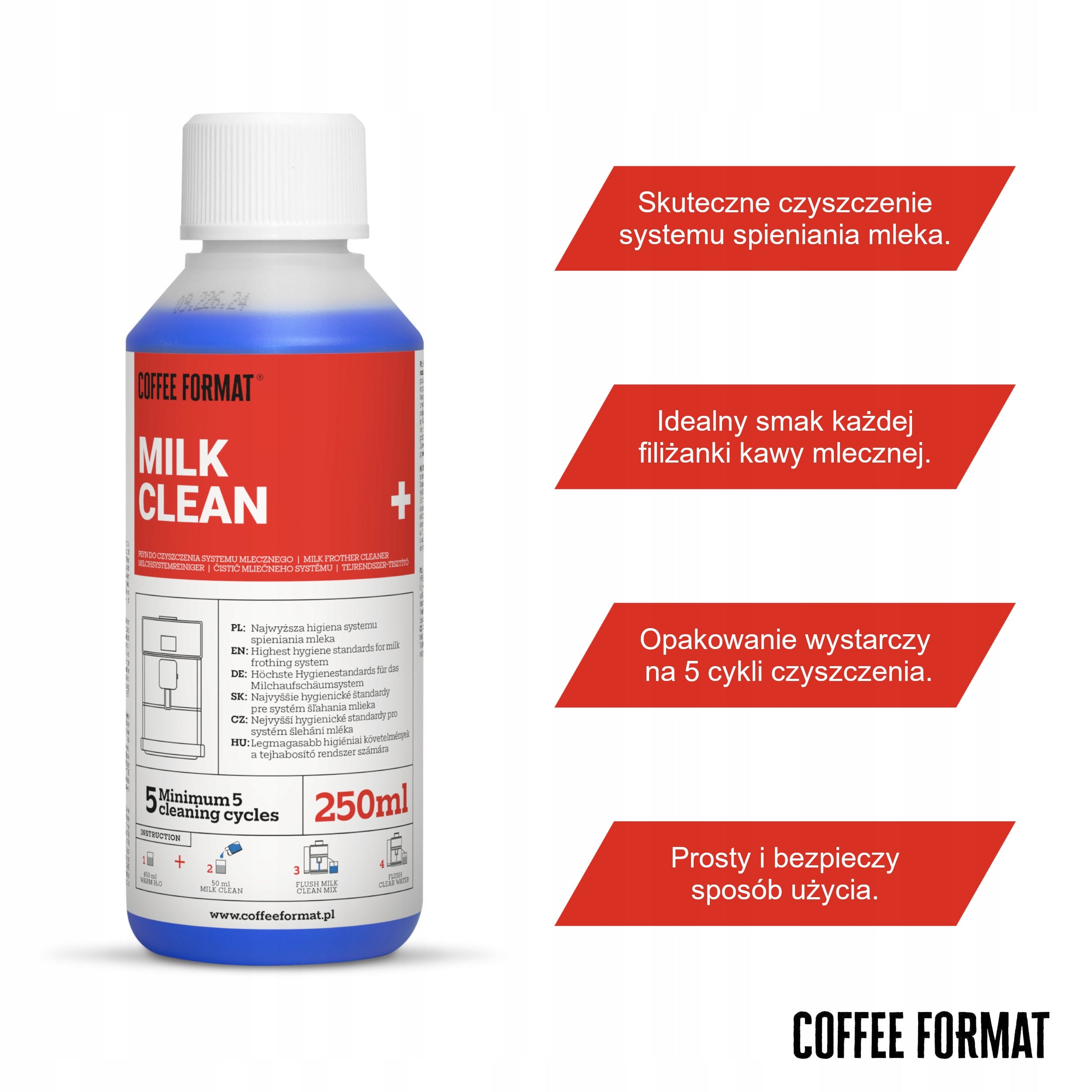 Liquid for cleaning milk system and milk frother 0,5l Coffee Format Brand Coffee Format