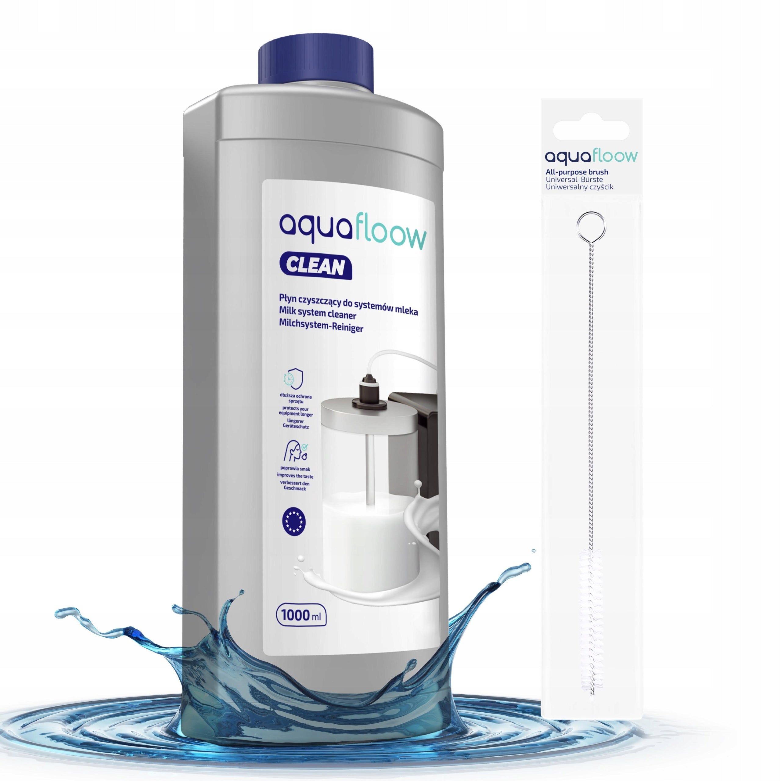 Liquid milk system cleaner in 1l machine + toothbrush