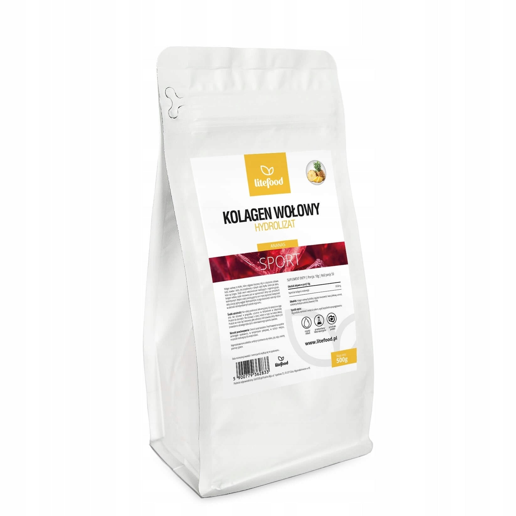 LiteFOOD - Beef Collagen Hydrolysate - 500g - Pineapple