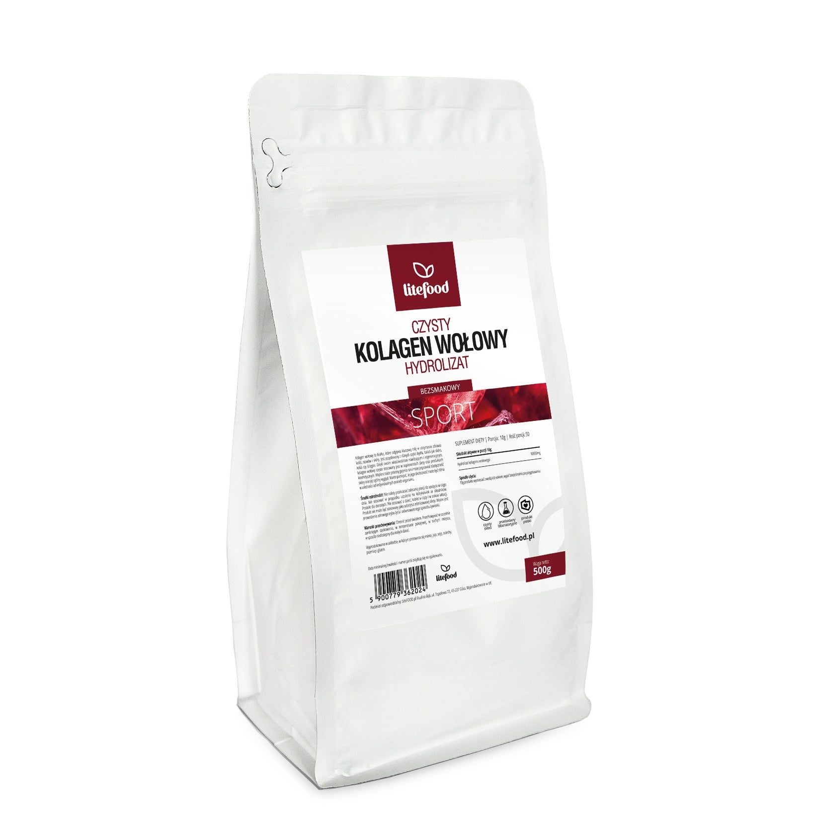 LiteFOOD - Beef Collagen Hydrolysate - 500g - Pure Powder - No Additives