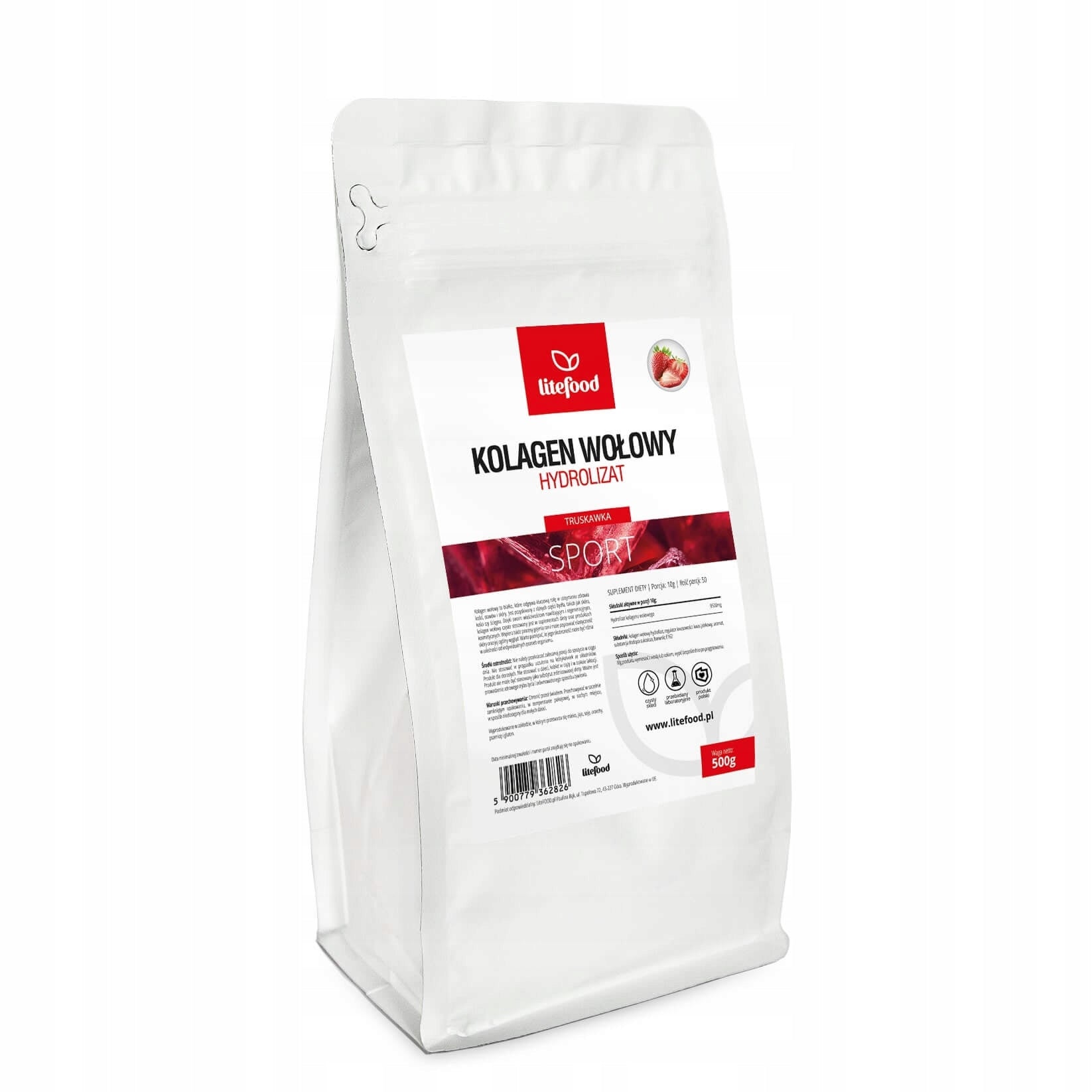 LiteFOOD - Beef Collagen Hydrolysate - 500g - Strawberry