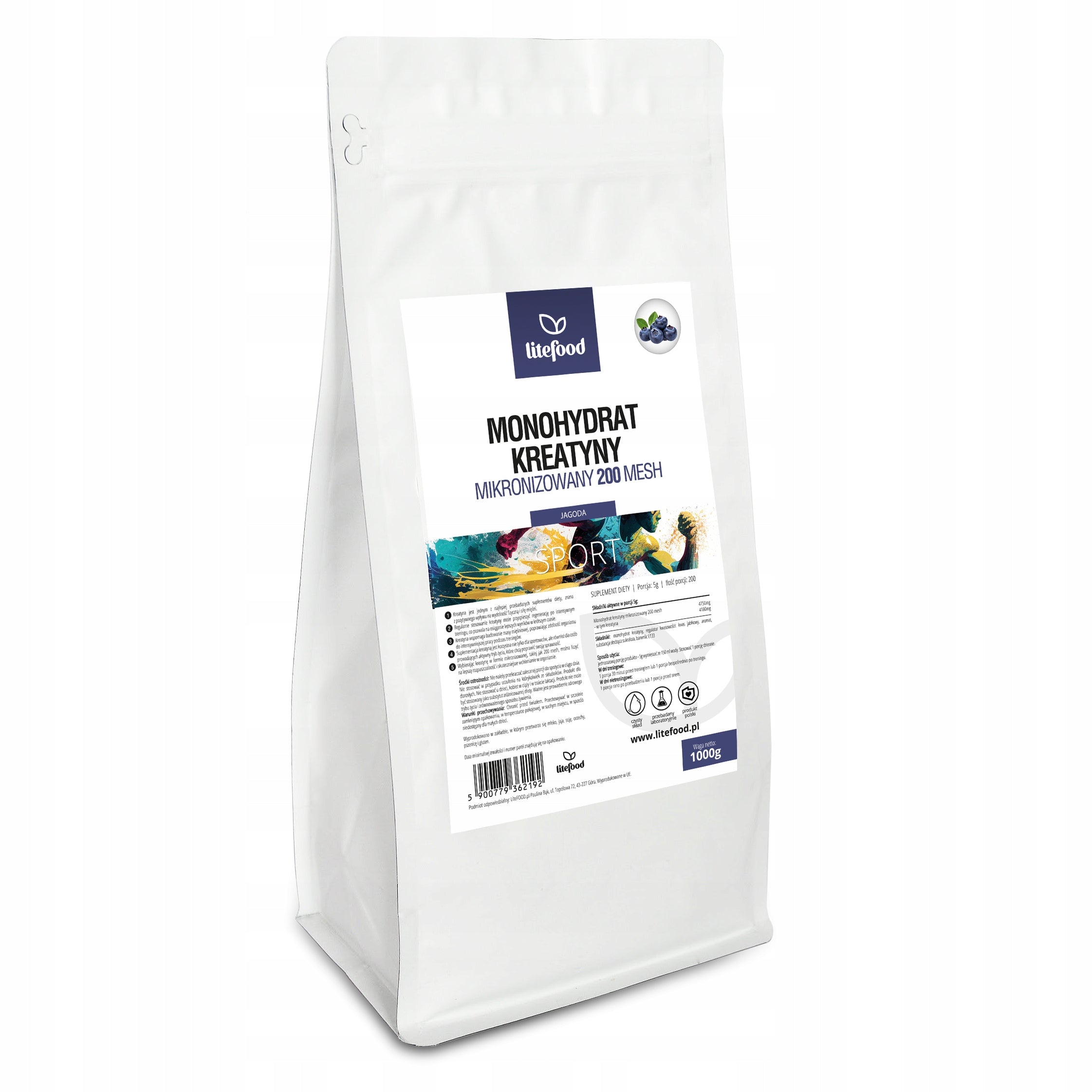 LiteFOOD - Creatine Monohydrate - Blueberry - 1000 g - Powder