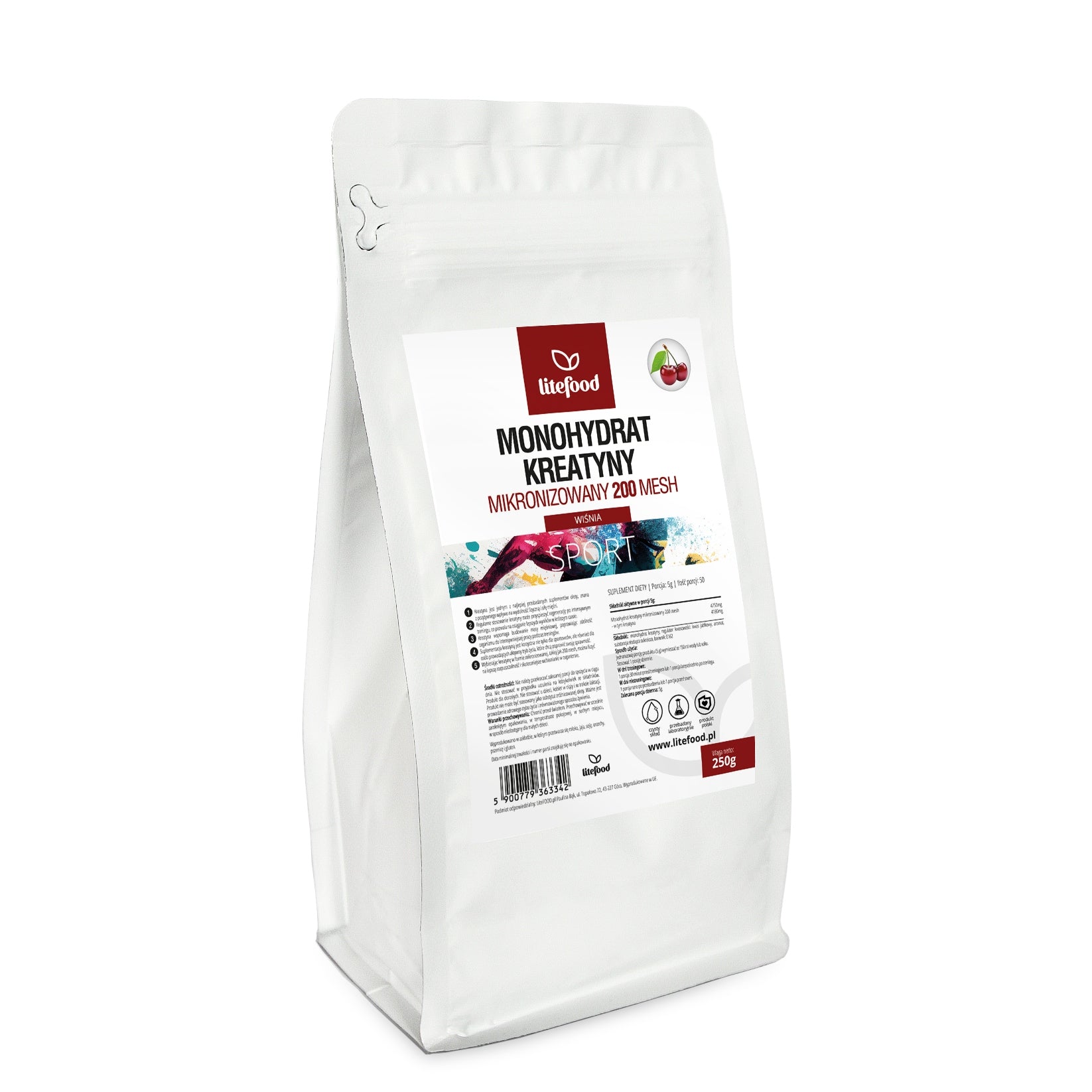 LiteFOOD - Creatine Monohydrate - Cherry - 250 g - Powder