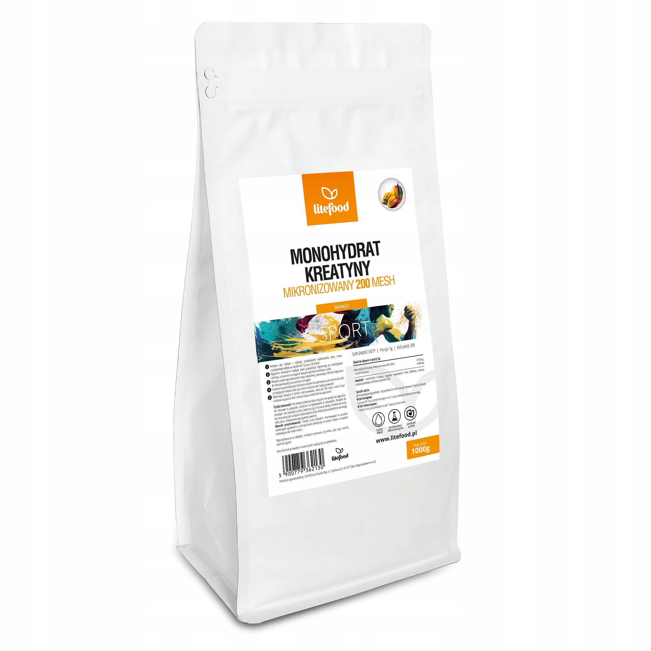 LiteFOOD - Creatine Monohydrate - Mango 1000 g - Powder
