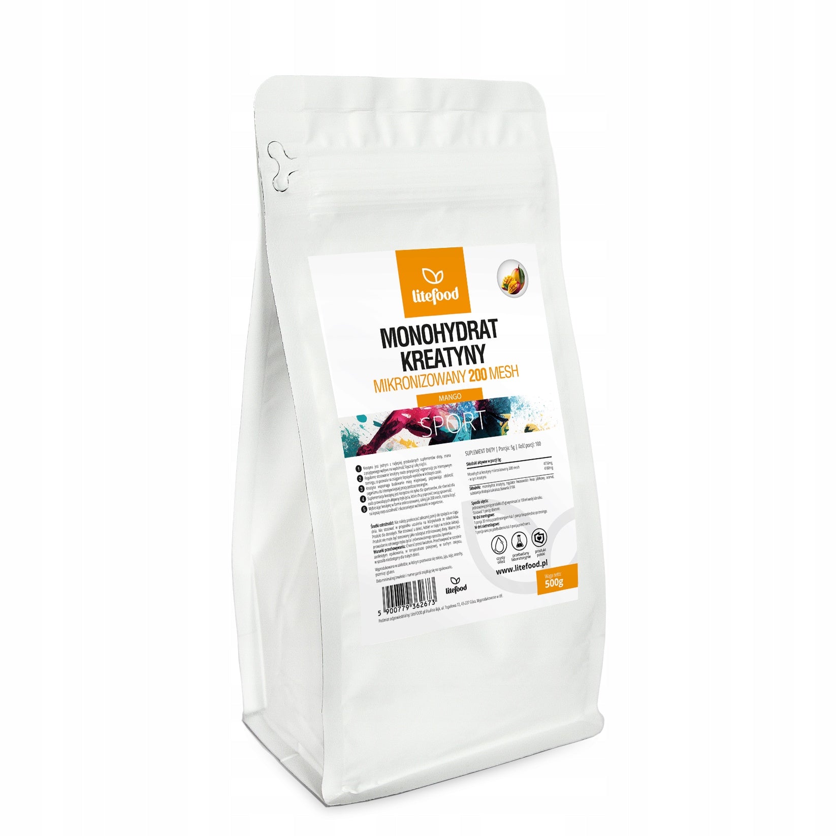 LiteFOOD - Creatine Monohydrate - Mango 500 g - Powder
