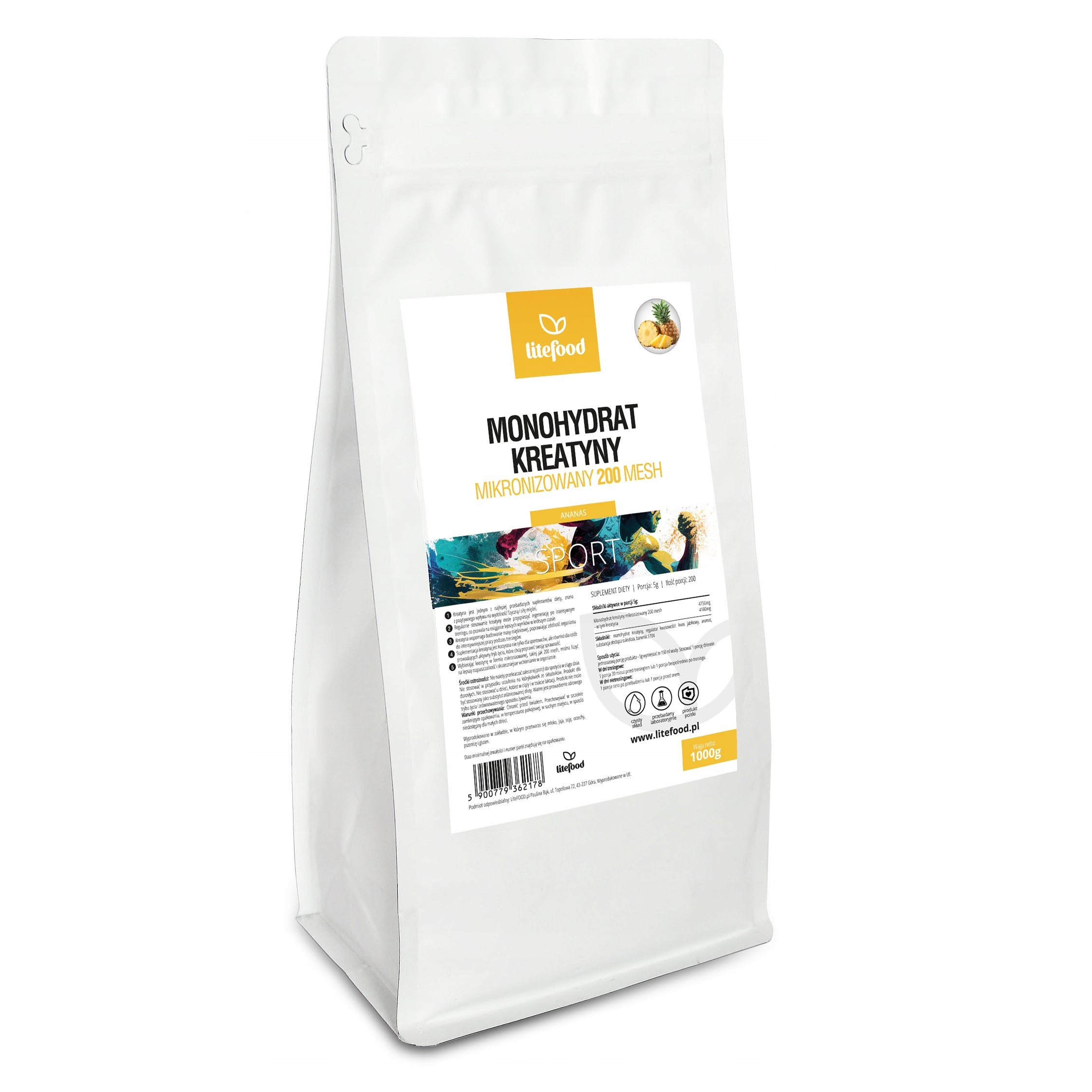 LiteFOOD - Creatine Monohydrate - Pineapple - 1000 g - Powder