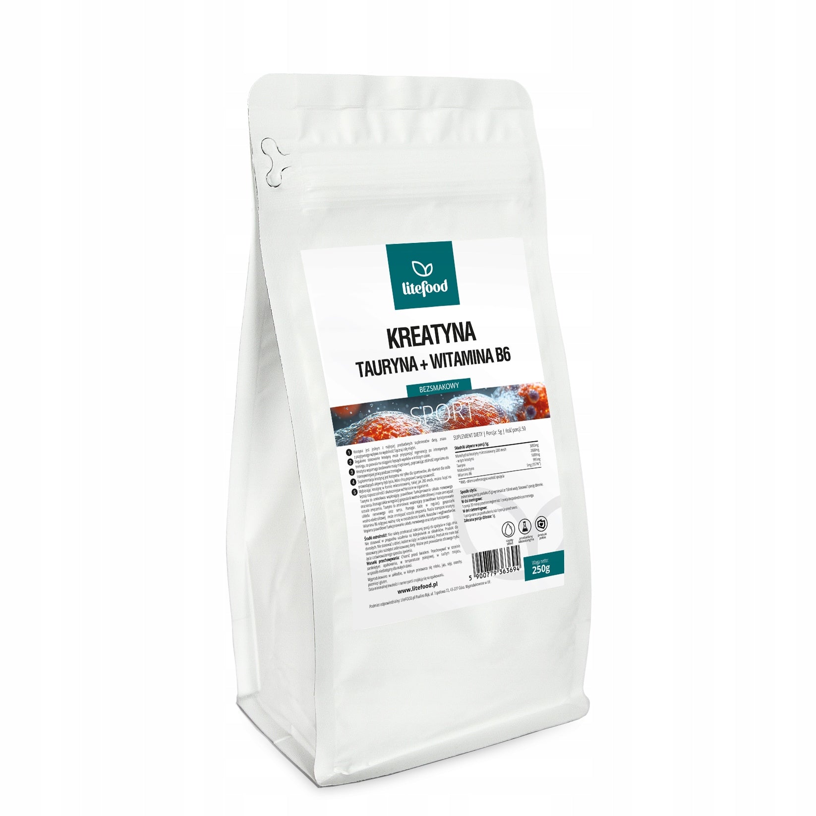 LiteFOOD - Creatine + Taurine + Vitamin B6 - 250g - tasteless