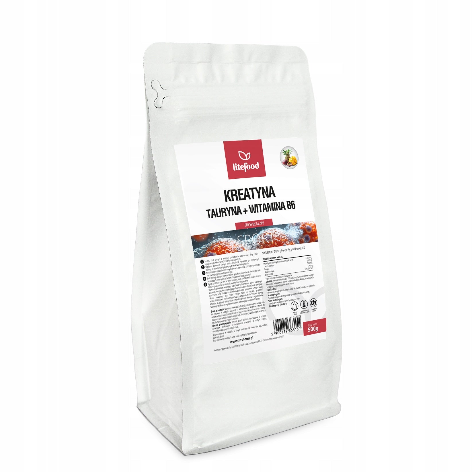 LiteFOOD - Creatine + Taurine + Vitamin B6 - 500 - Tropical