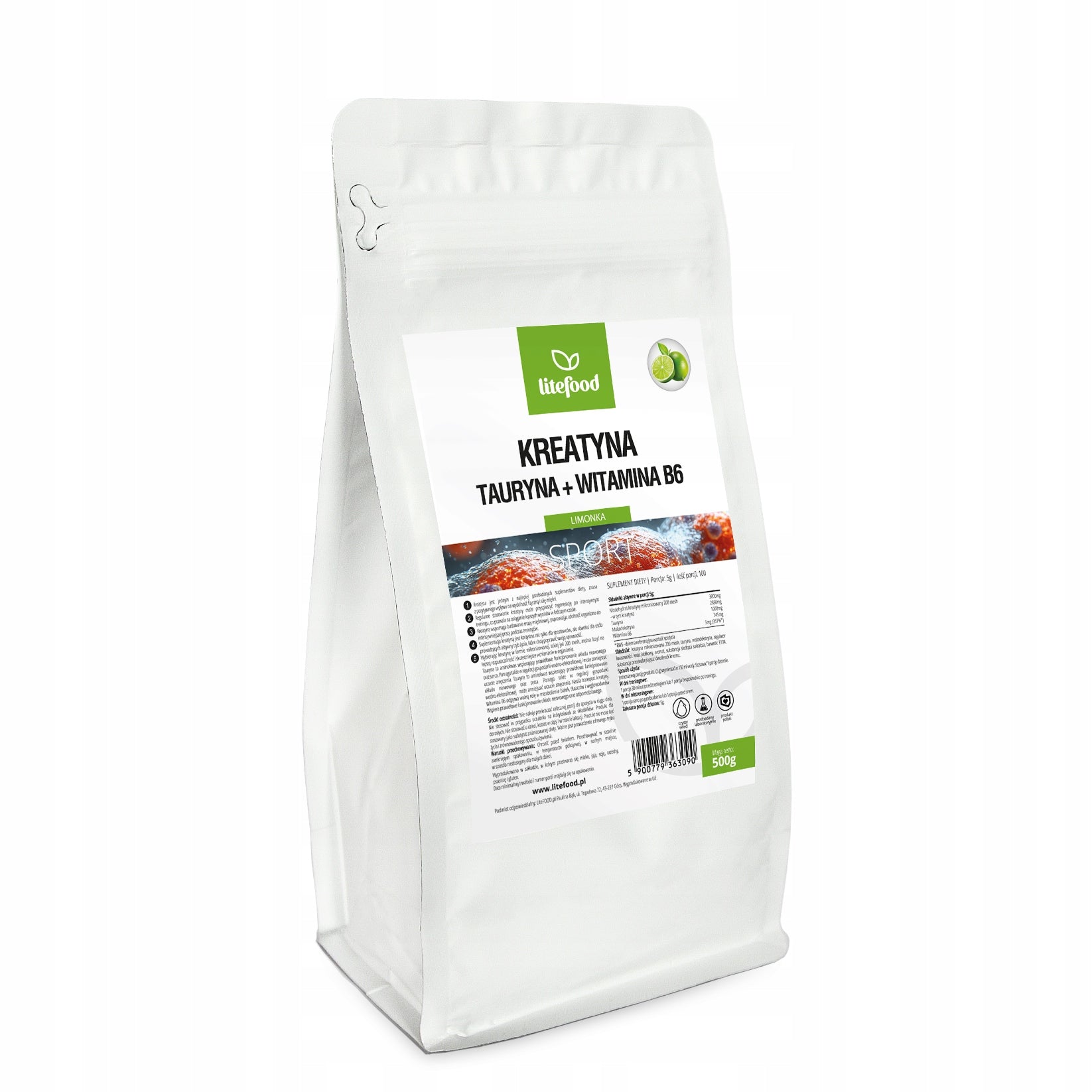 LiteFOOD - Creatine + Taurine + Vitamin B6 - 500g - Lime