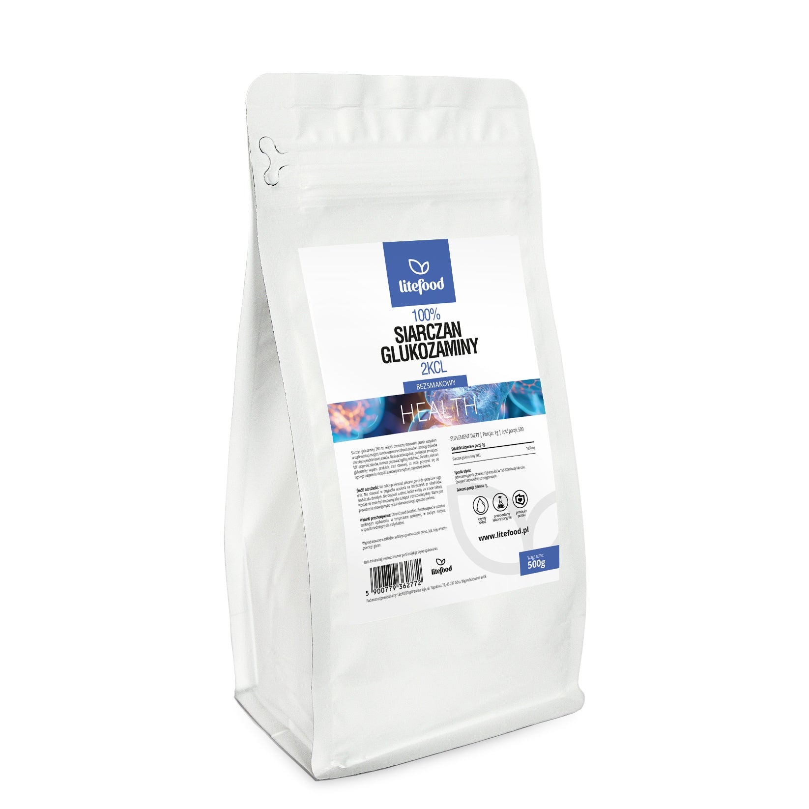 LiteFOOD - Glucosamine Sulfate 2KCL - 500g Pure Powder JOINTS BONES