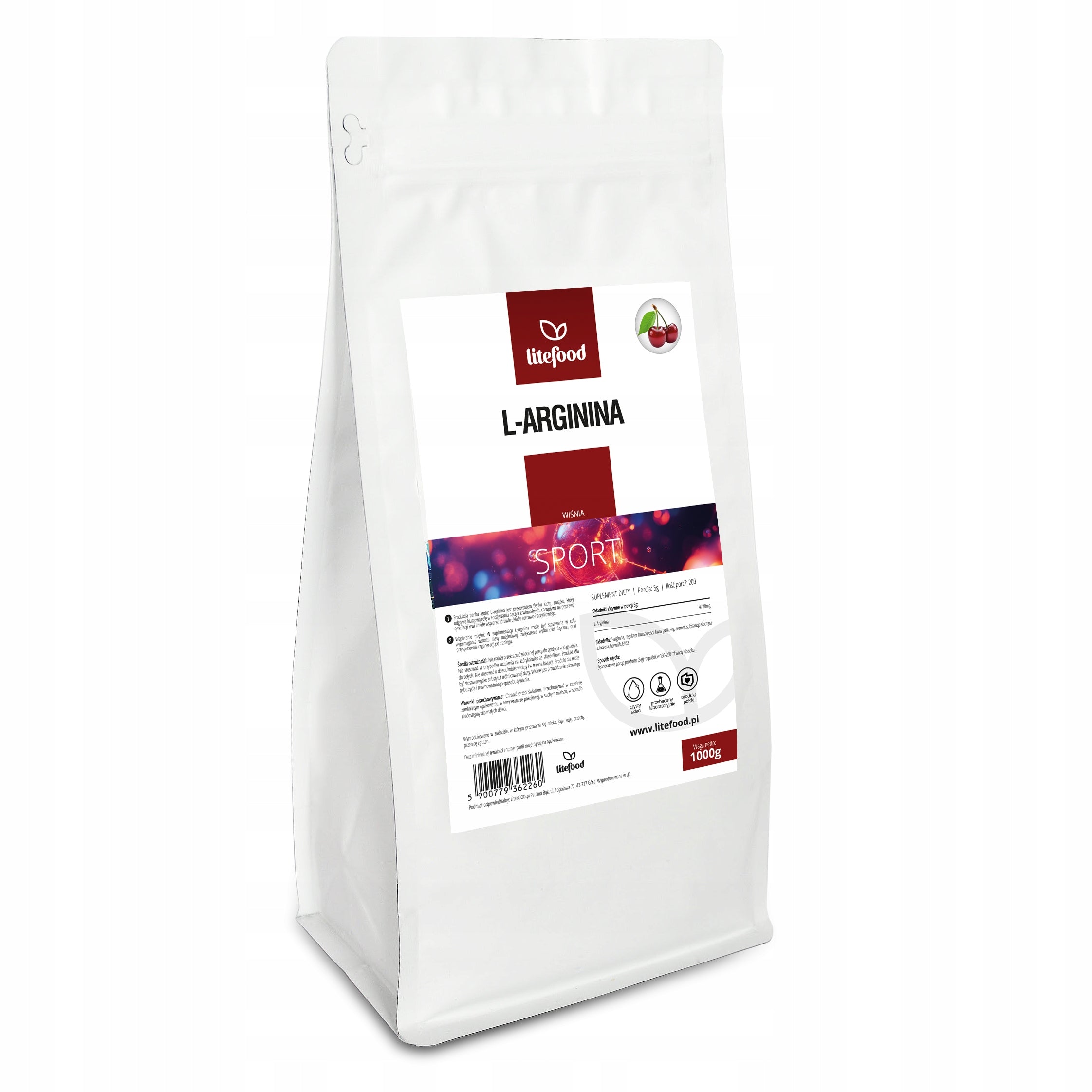 LiteFOOD - L-Arginine - Cherry flavour - 1000 g - Amino acid