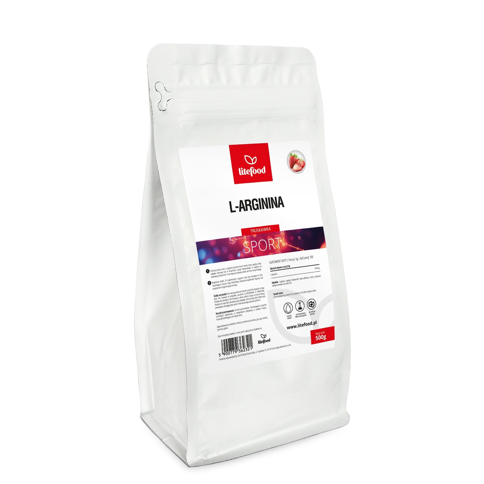 LiteFOOD - L-Arginine - Flavour Strawberry - 500 g - Amino Acid