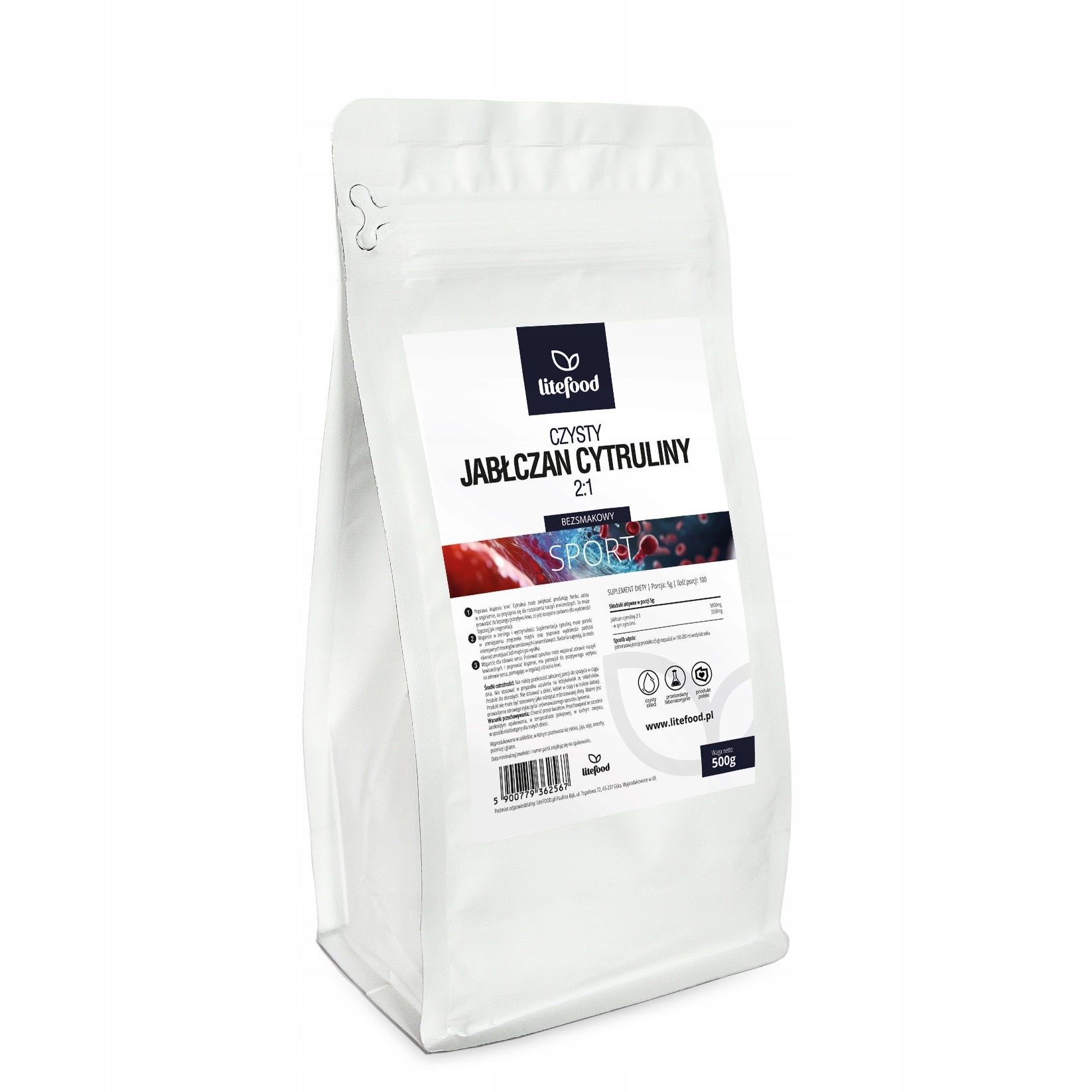 LiteFOOD L-Citrulline Malate 2:1 - 500g - Muscle Pump NO Pre Workout