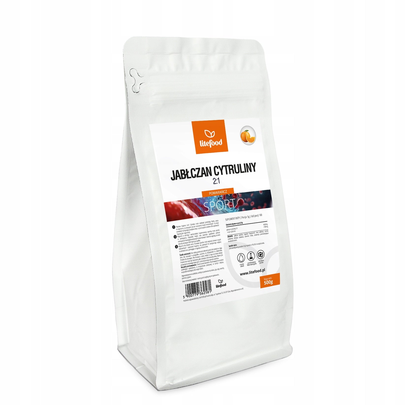 LiteFOOD L-Citrulline Malate 2:1 - 500g - Orange - Pump NO Pre Workout