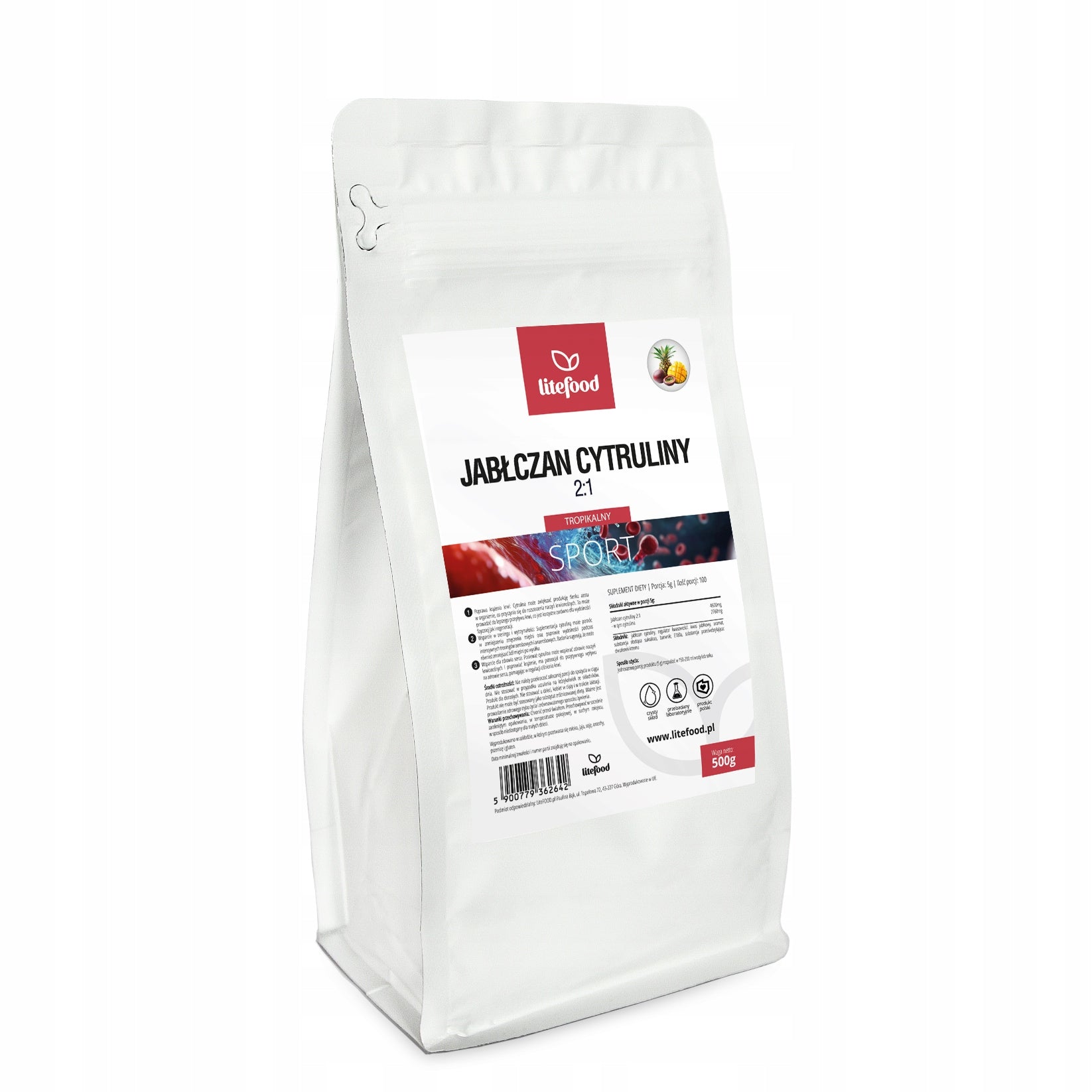 LiteFOOD L-Citrulline Malate 2:1 - 500g - Tropic - Pump NO Pre Workout