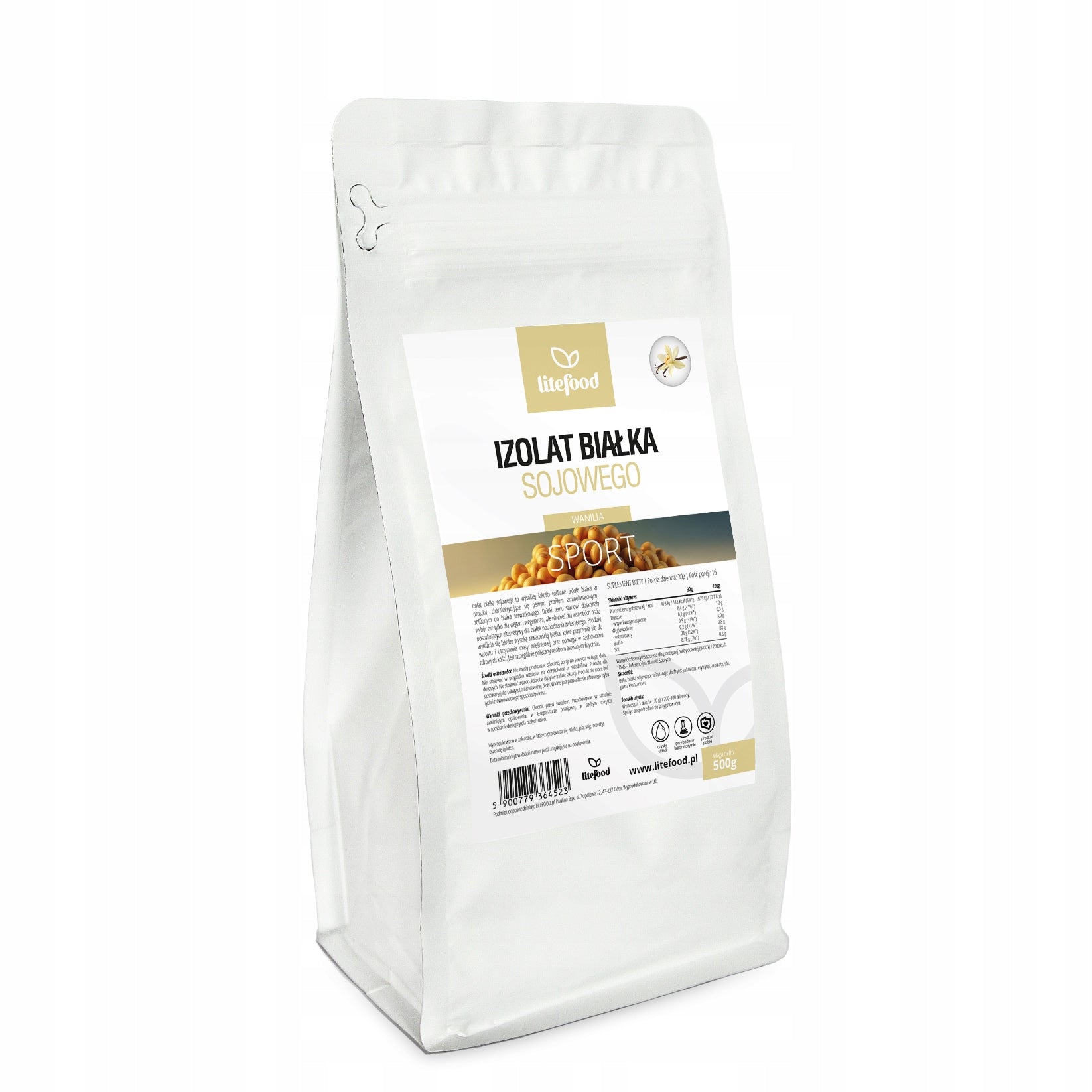 LiteFOOD - SOY PROTEIN ISOLATE 90 - SOY PROTEIN ISOLATE 500G VANILLA