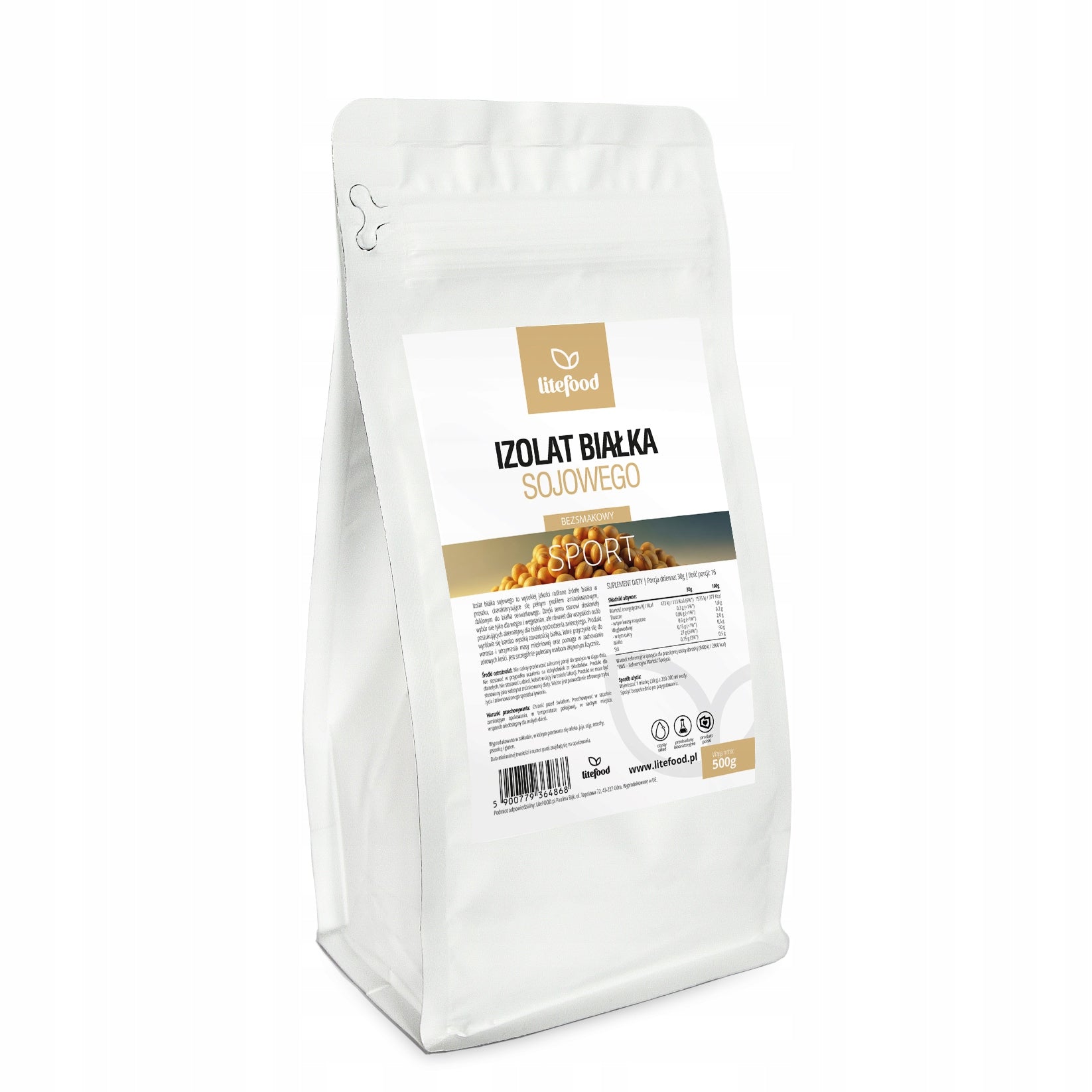 LiteFOOD - SOY PROTEIN ISOLATE 90 - SOY PROTEIN ISOLATE- 500G VEGE