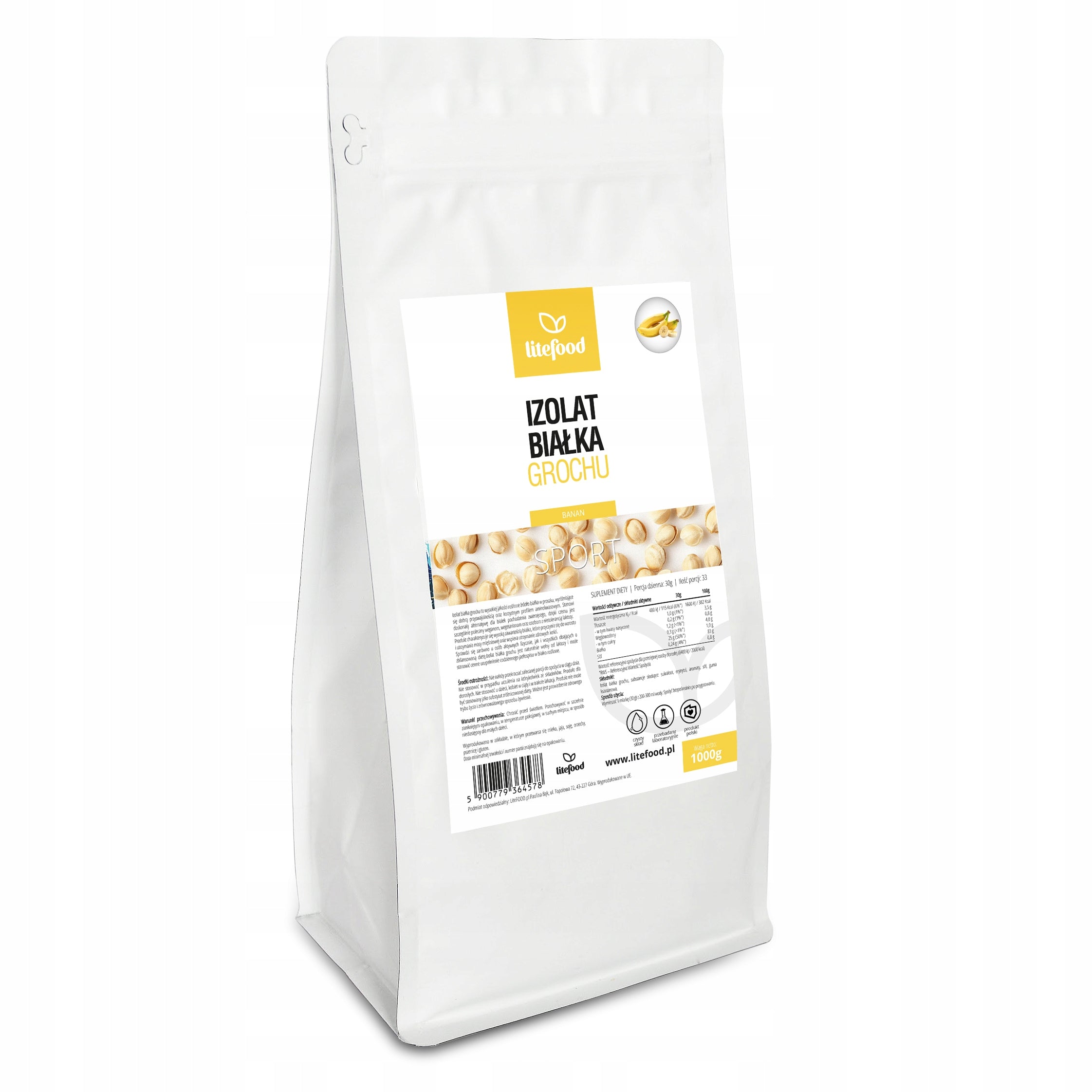 LiteFOOD - VEGAN PEA PROTEIN 1000G VEGAN PEA PROTEIN VEGE BANANA