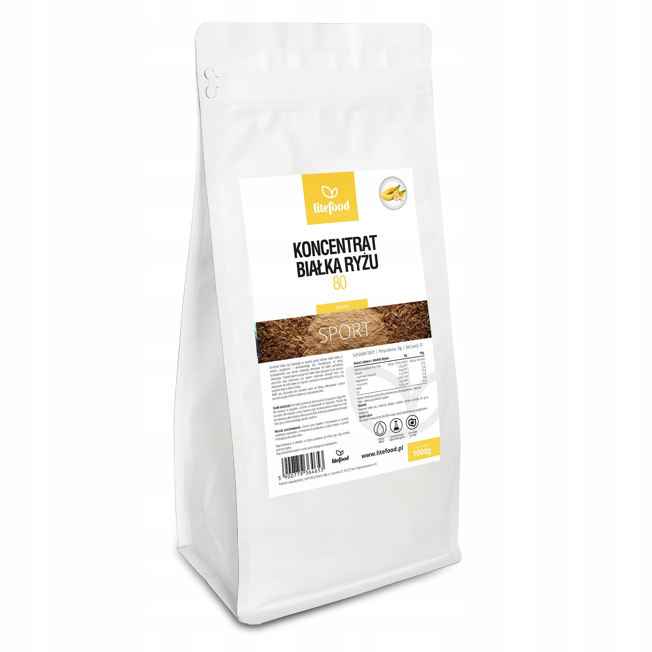 LiteFOOD VEGAN RICE PROTEIN VEGE LACTOSE FREE VEGETABLE 1000G BANANA