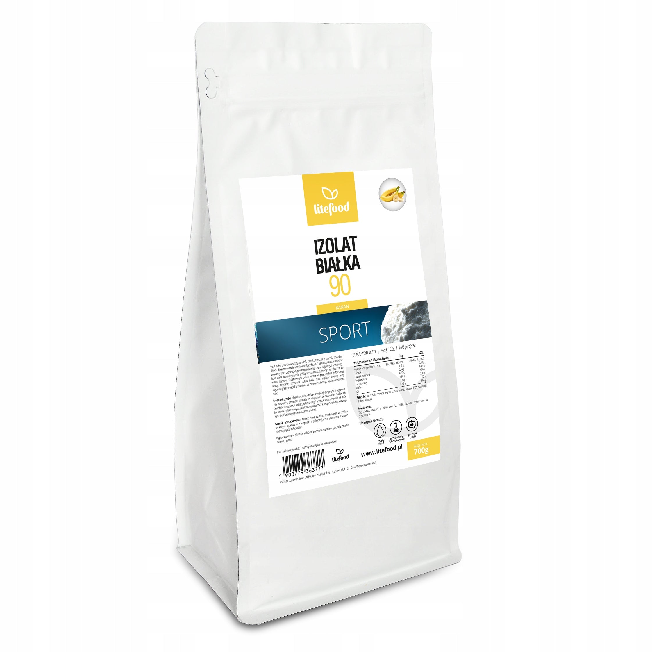 LiteFOOD - Whey Protein Isolate WPI 90 - Banana - 700g