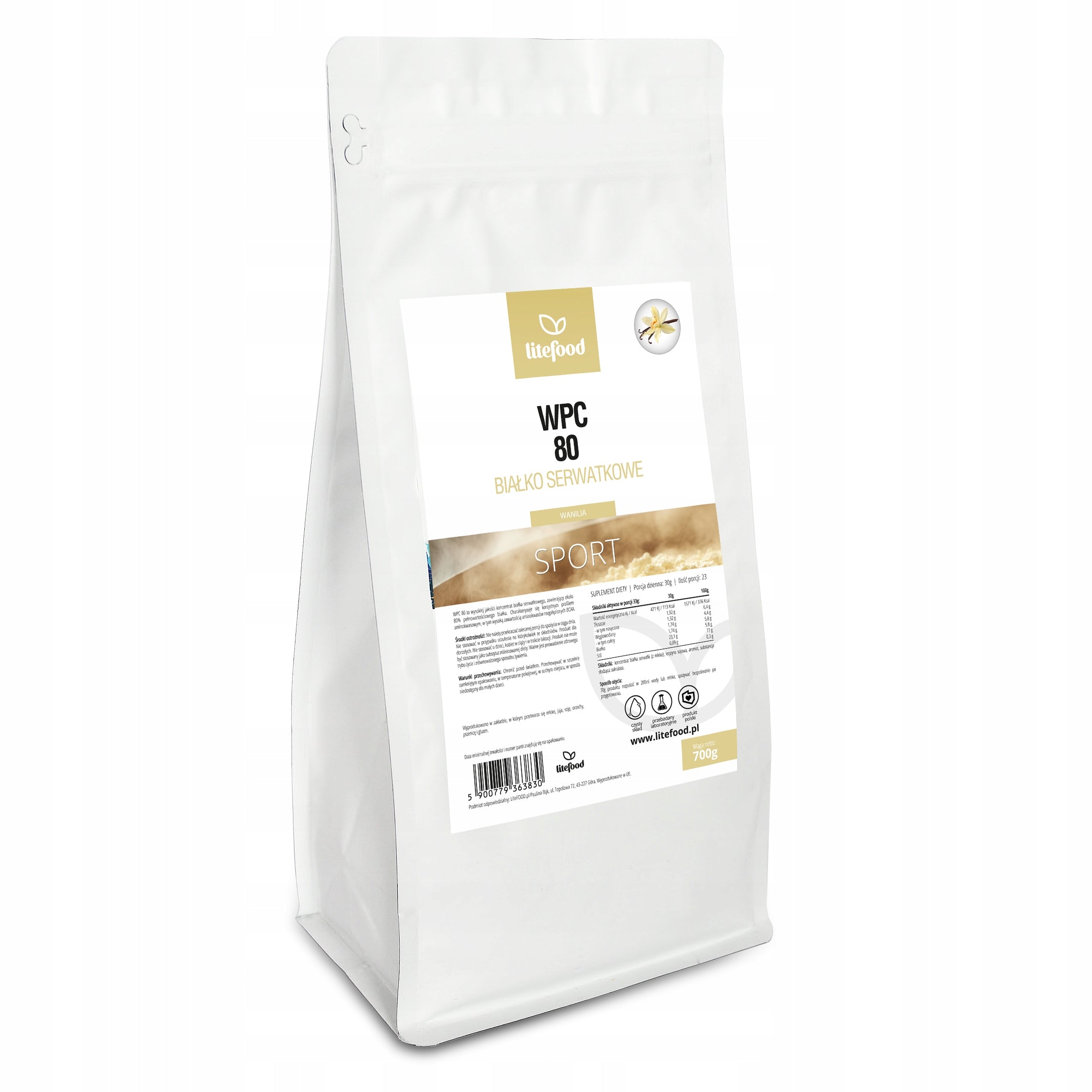 LiteFOOD - Whey protein WPC 80 - 700g - Vanilla