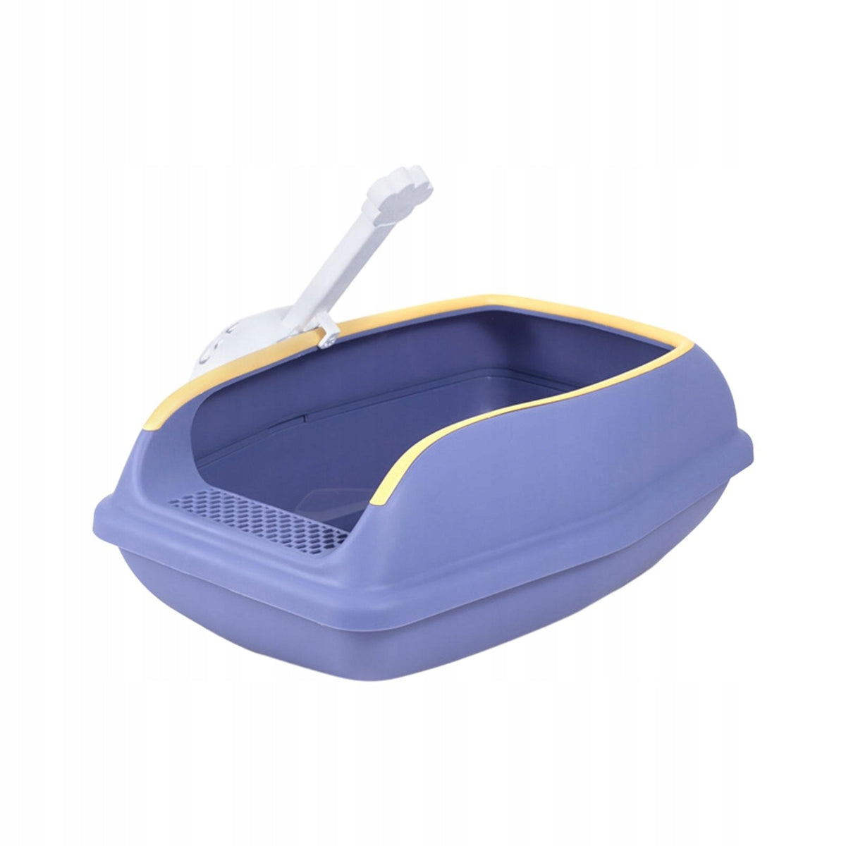 Litter Box Compact Cat Sandbox Portable Semi Enclosed Easily Clean S Violet