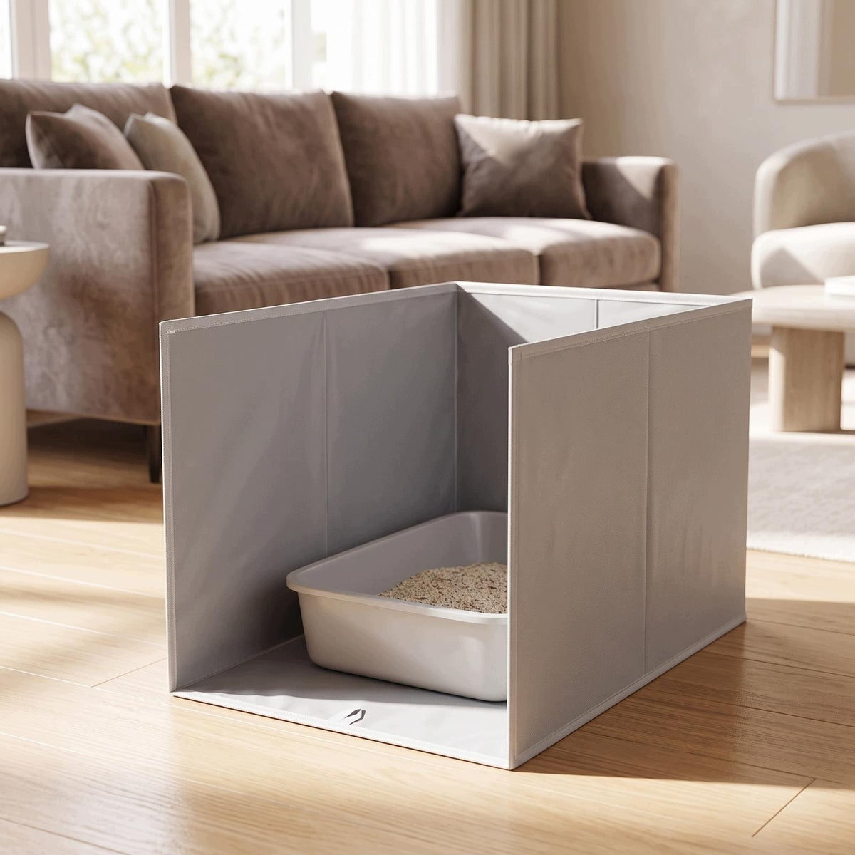 Litter Box Enclosure with Mat Mess Less Cat Litter Enclosure L Gray-w-mat Packaging status original