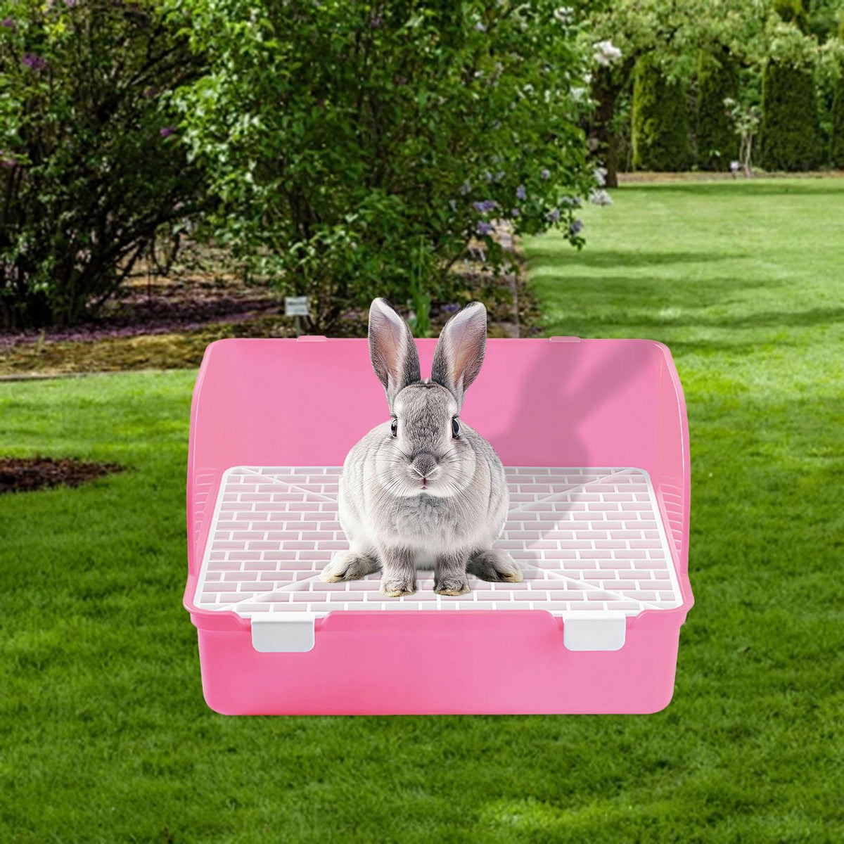 Litter Box Toilet Square Cage Box Potty Trainer Bunny Potty Training Pink
