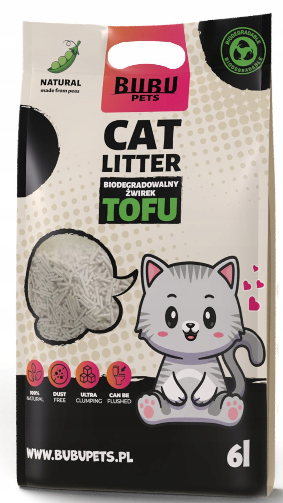 Litter Bubu Pets Tofu biodegradable dust-free 6 l