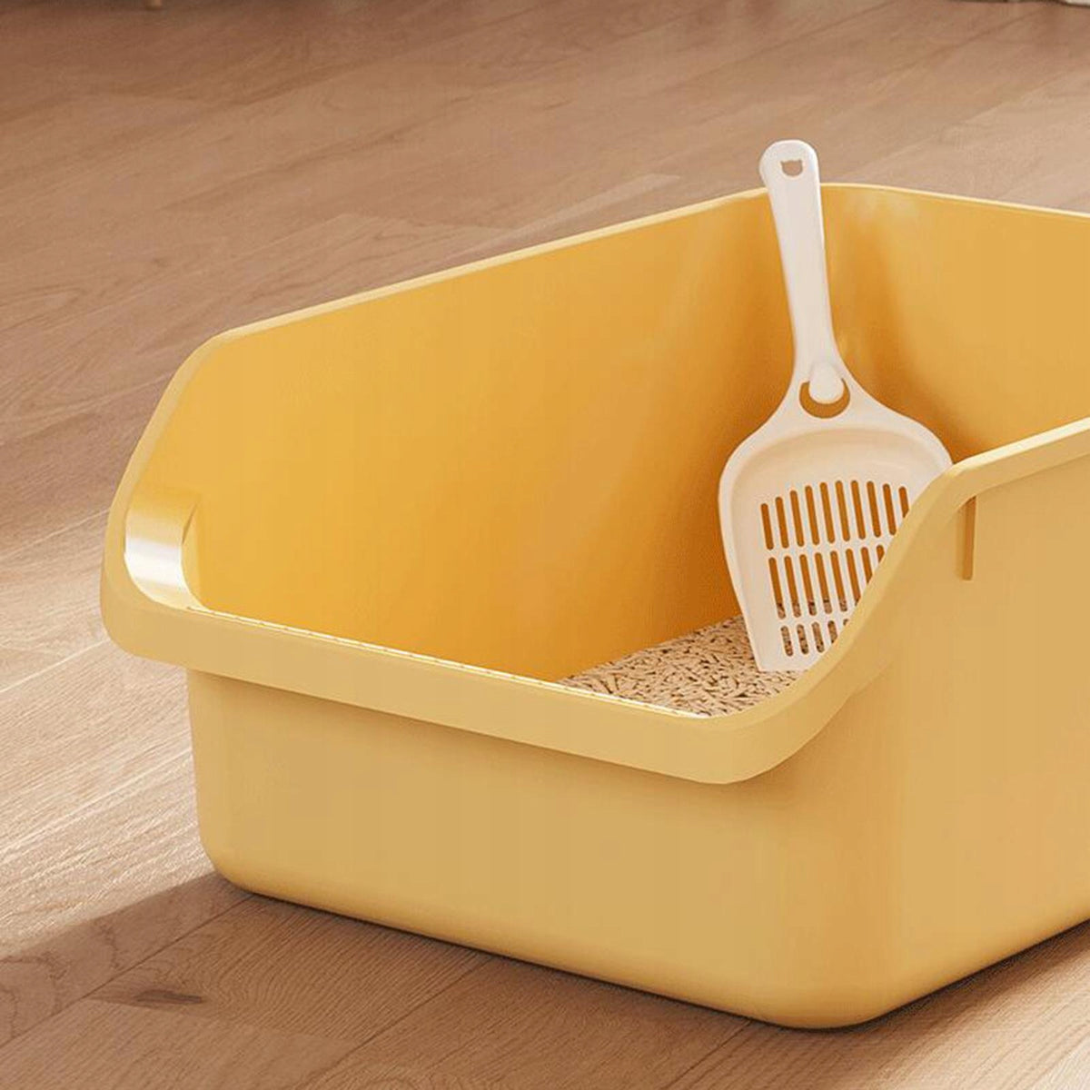 Litter Case Cat Litter Container Portable High Sided Semi Enclosed yellow Packaging status original