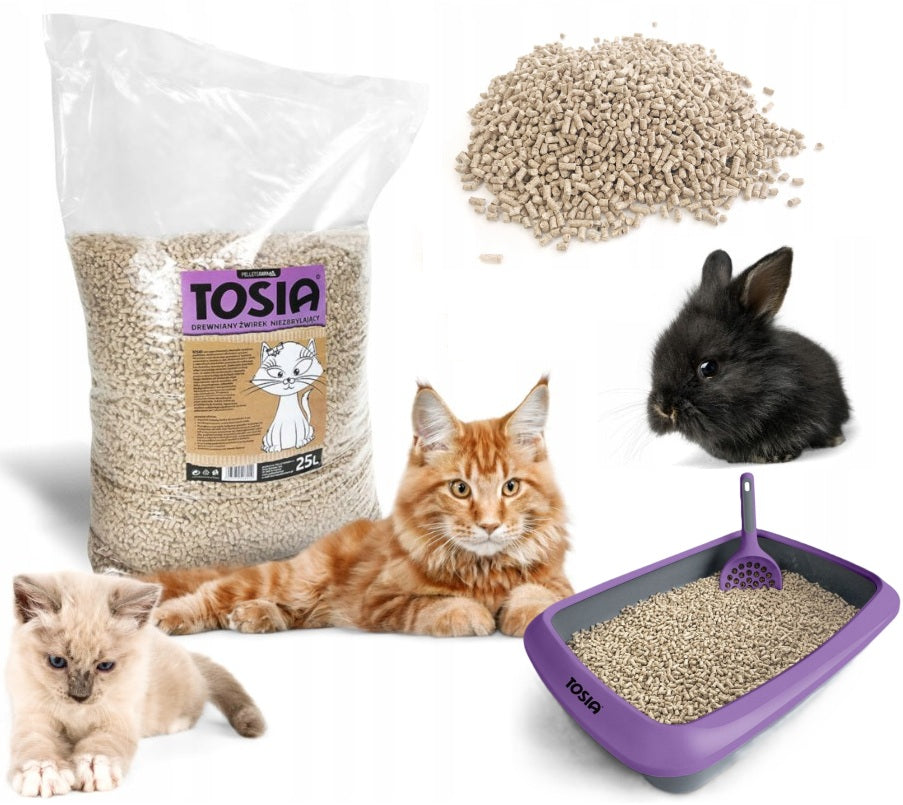 Litter Tosia 25L Pellet Wooden Mulch for Pet Litter Box Antibacterial
