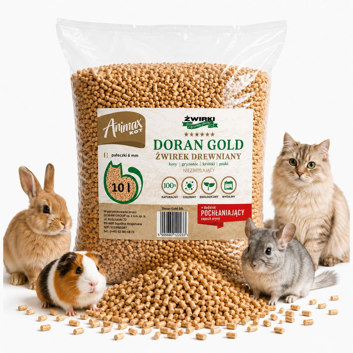 Litter Wooden Pellet for Cat Rabbit Pig 2x10 l Dust-Free Natural