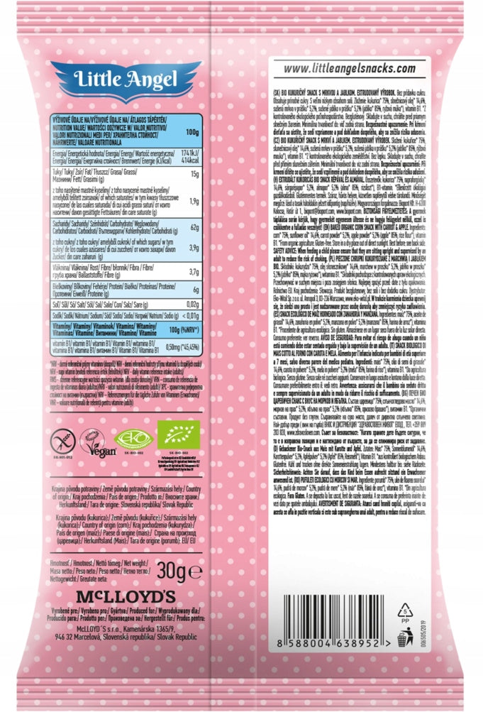 Little Angel CORN CRISPS ANGELINA Carrot Apple BIO GLUTEN FREE EAN (GTIN) 8588004638952