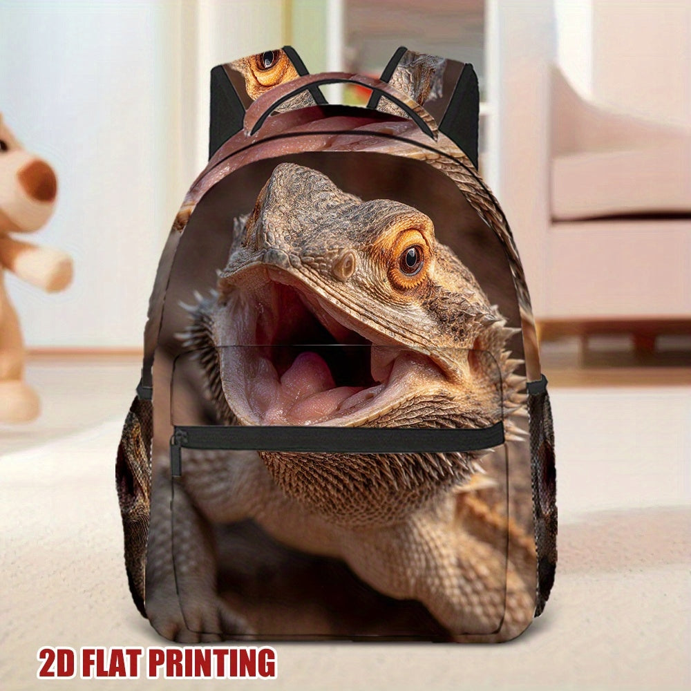 Lively Bearded Dragon Print Backpack for Work, School, and Travel